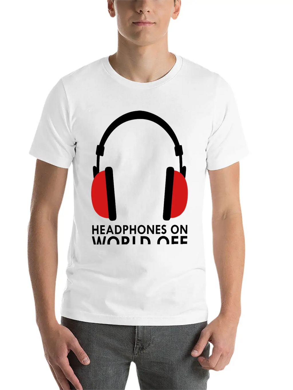 Headphones On World Off Music Unisex Casual T-Shirt – Clean Design For Daily Comfort