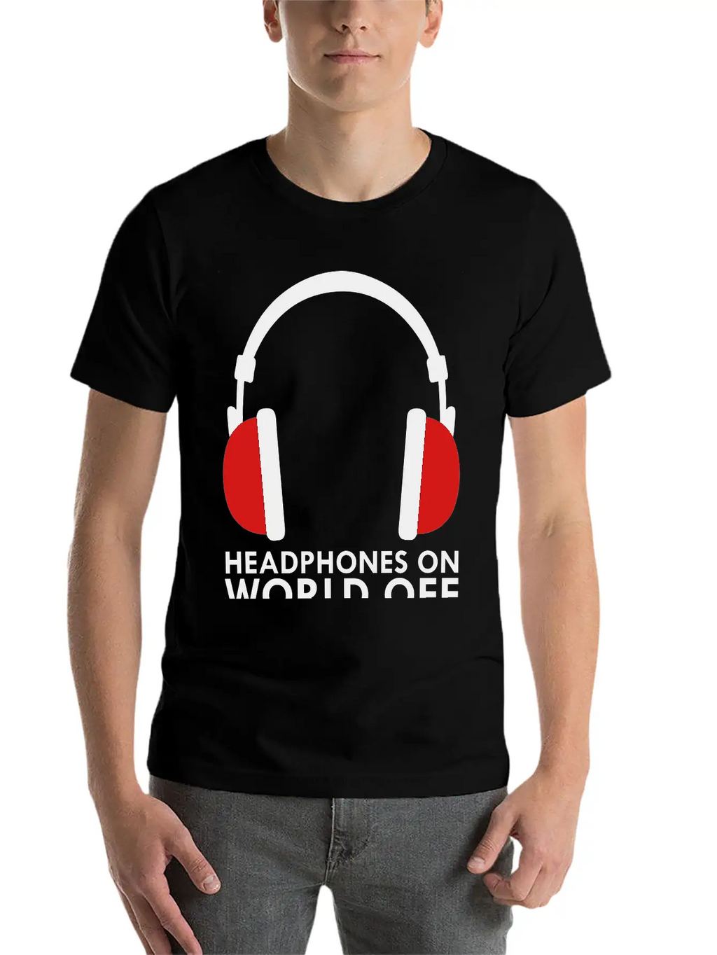 Headphones On World Off Music Unisex Casual T-Shirt – Clean Design For Daily Comfort