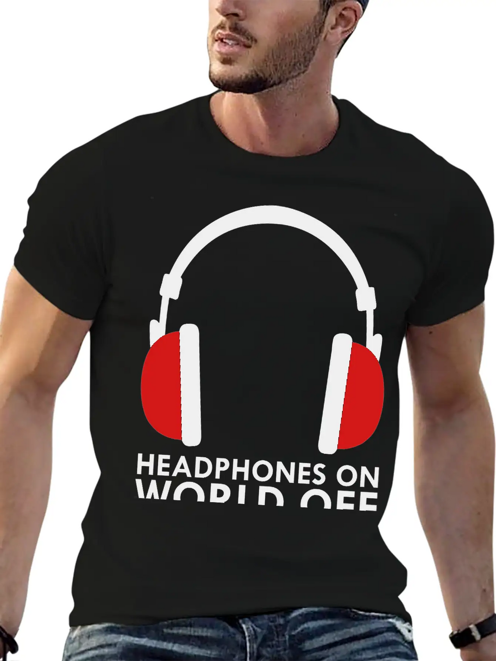 Headphones On World Off Music Unisex Casual T-Shirt – Clean Design For Daily Comfort