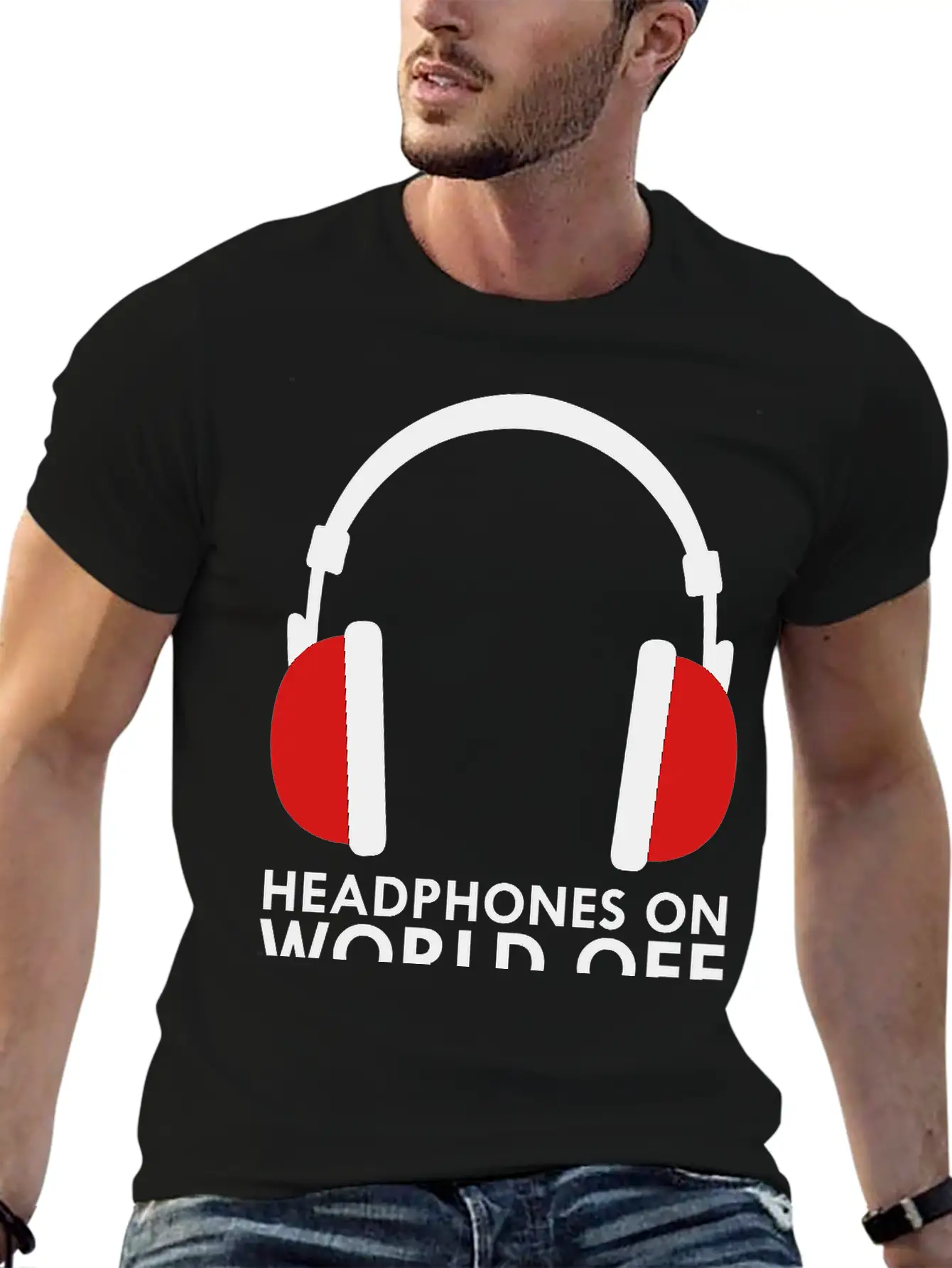 Headphones On World Off Music Unisex Casual T-Shirt – Clean Design For Daily Comfort