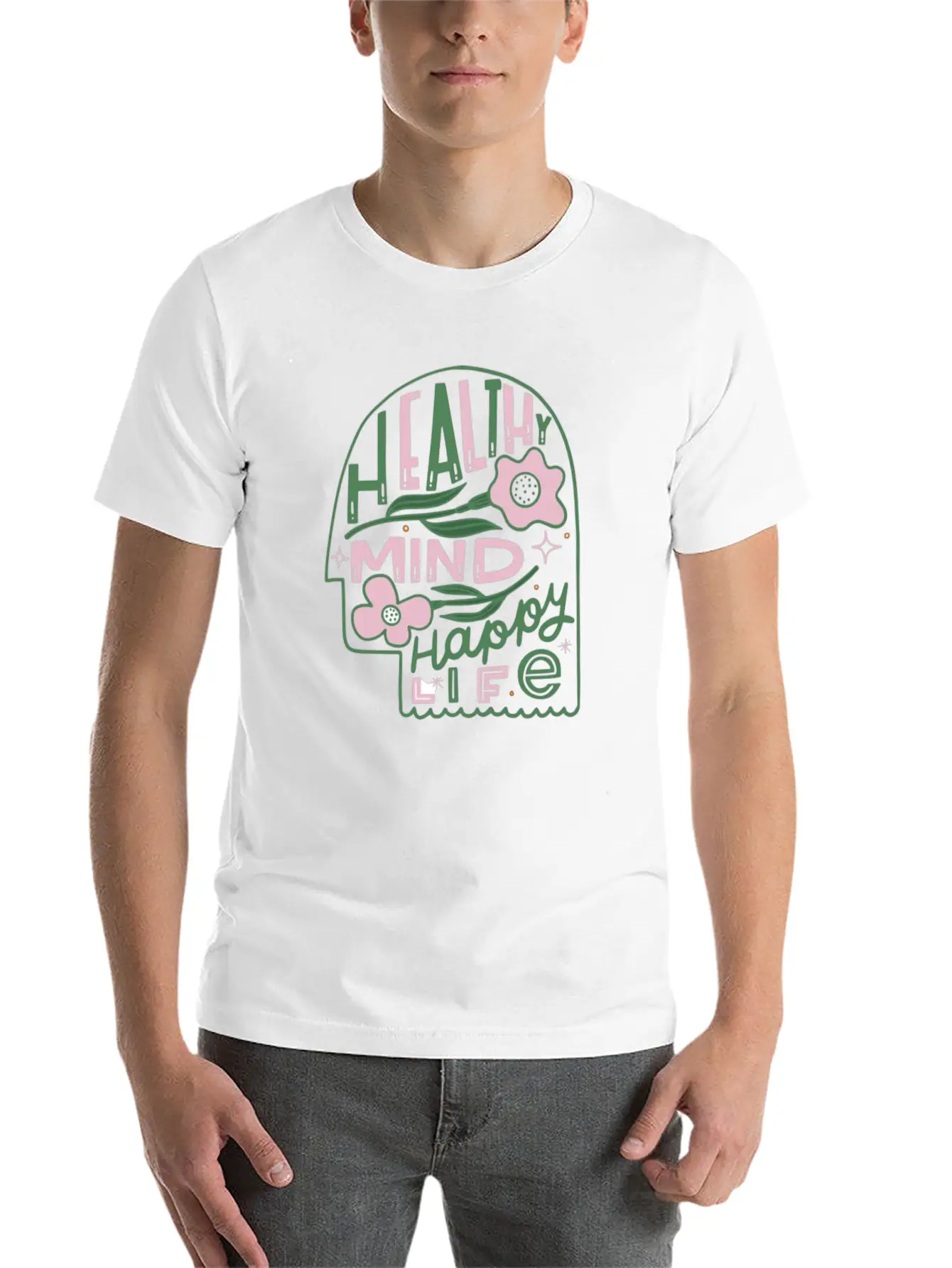 Healthy Mind Happy Life Timeless Short Sleeve Tee – Comfy And Minimalist Design