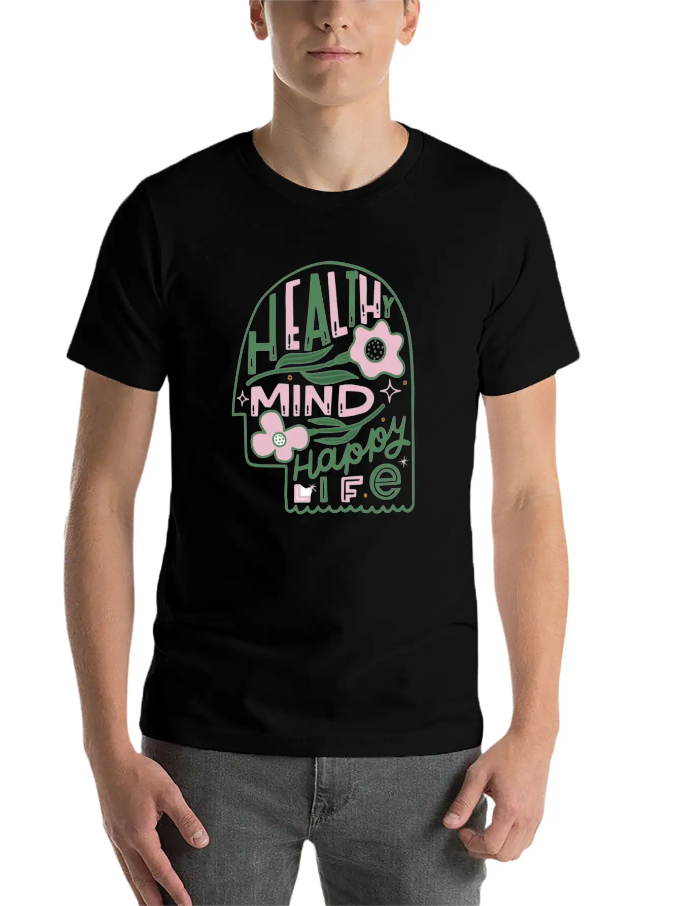 Healthy Mind Happy Life Timeless Short Sleeve Tee – Comfy And Minimalist Design