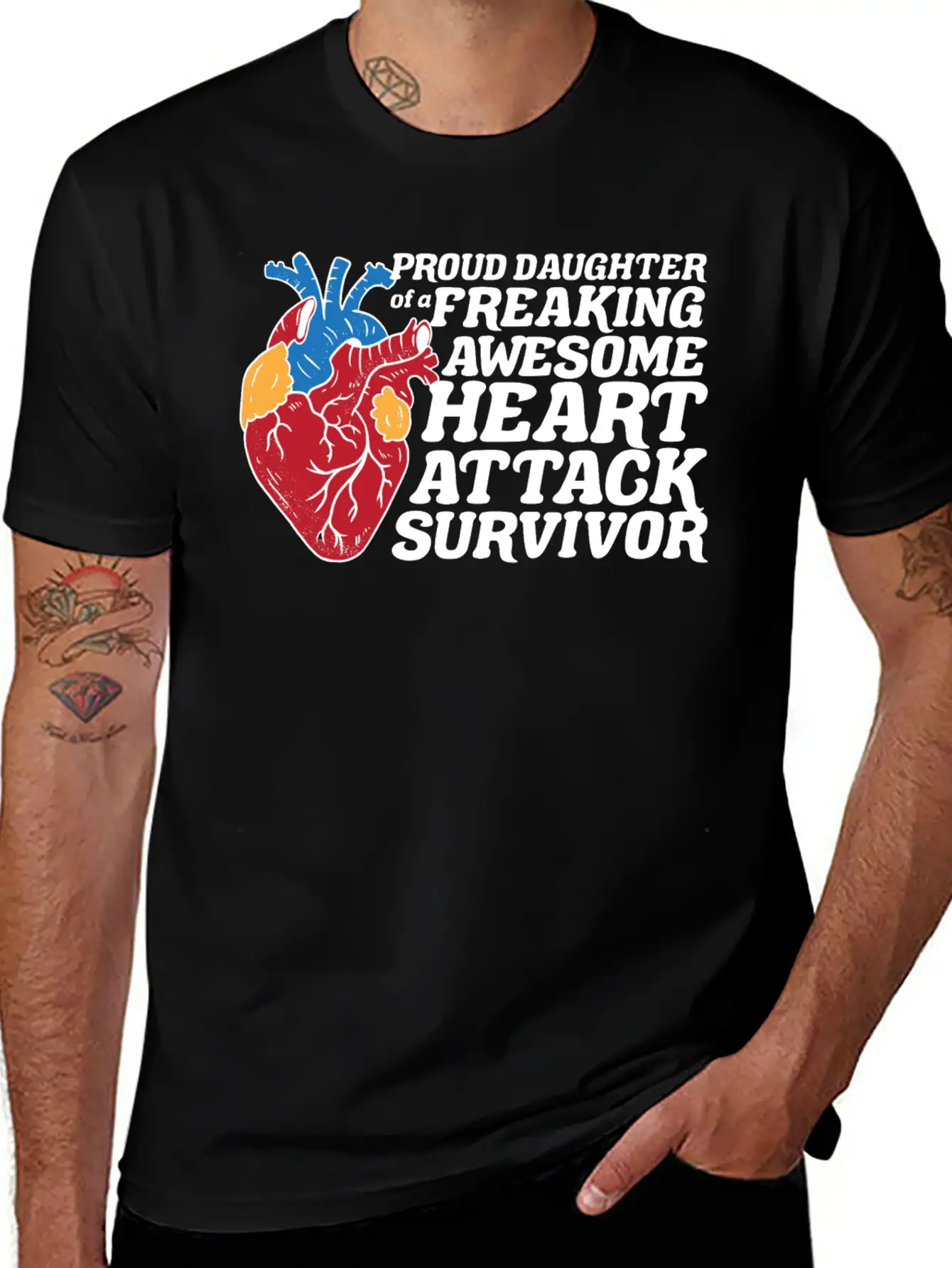Heart Attack Survivor Breathable Graphic T-Shirt – Perfect For Casual Days