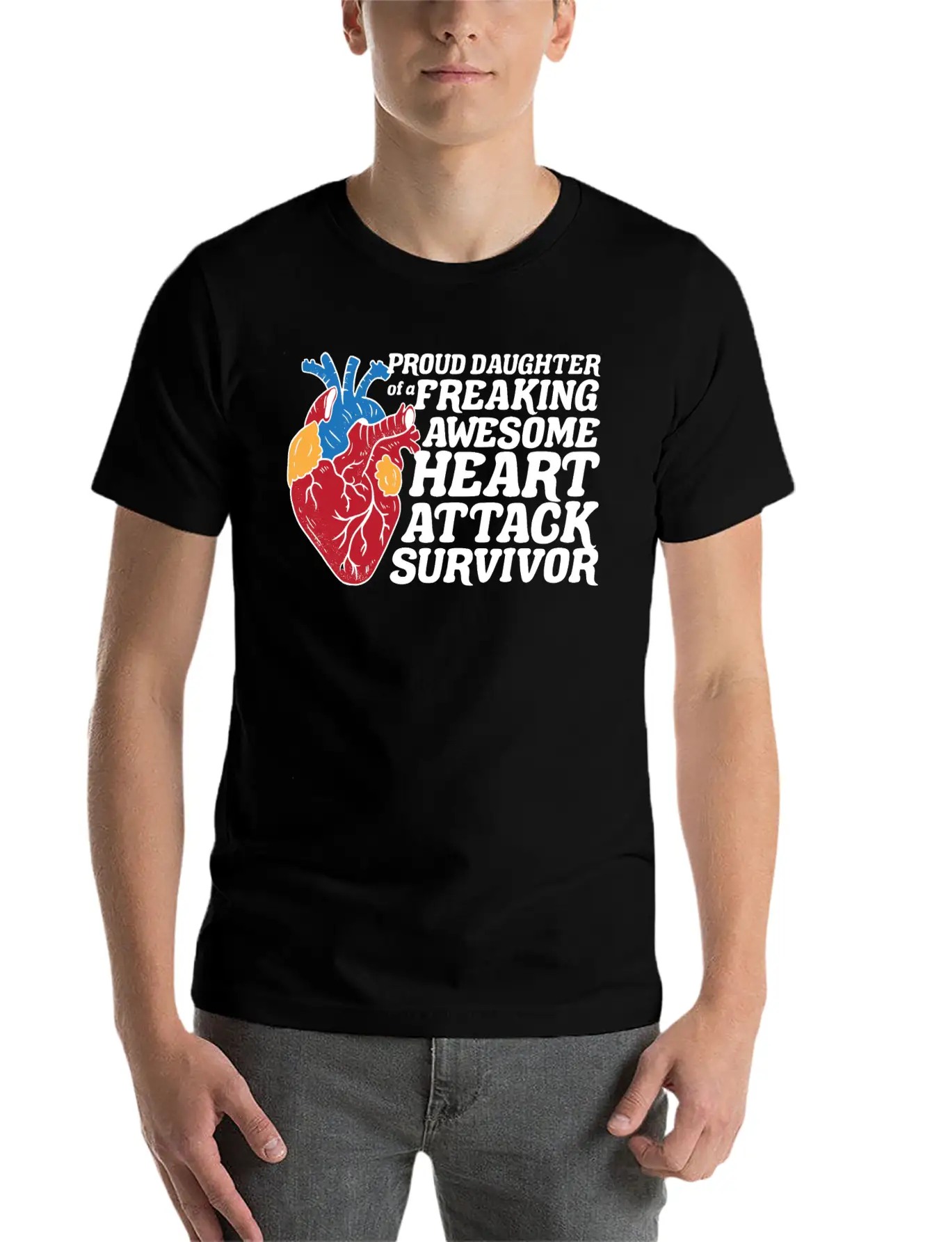 Heart Attack Survivor Breathable Graphic T-Shirt – Perfect For Casual Days
