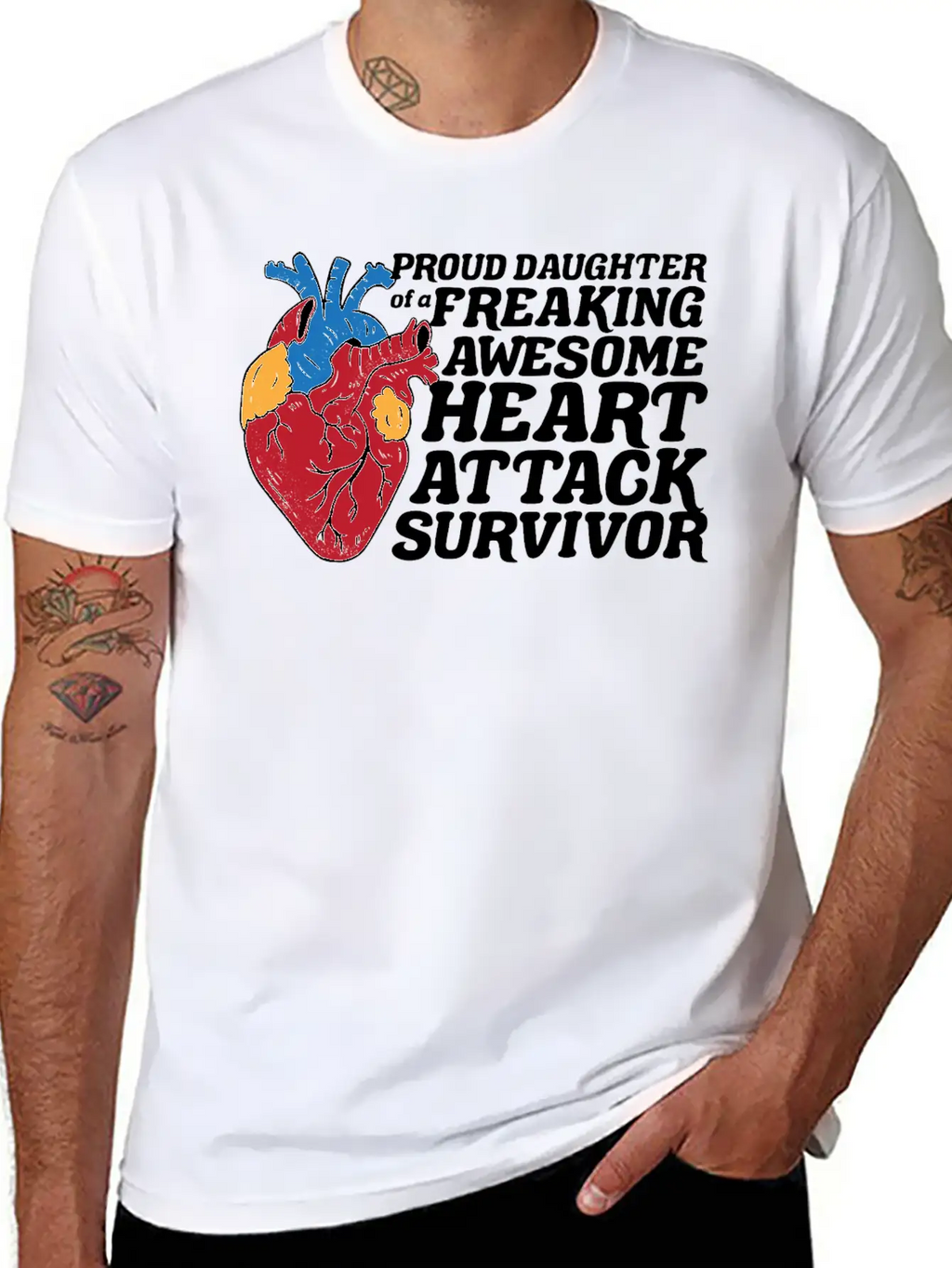 Heart Attack Survivor Breathable Graphic T-Shirt – Perfect For Casual Days