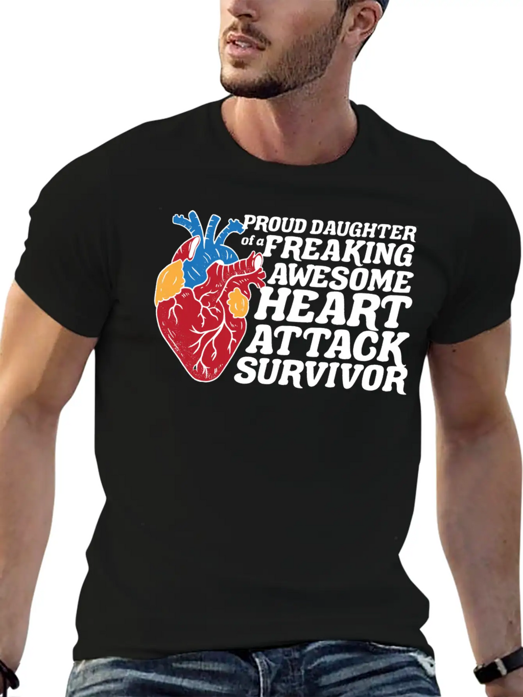 Heart Attack Survivor Breathable Graphic T-Shirt – Perfect For Casual Days