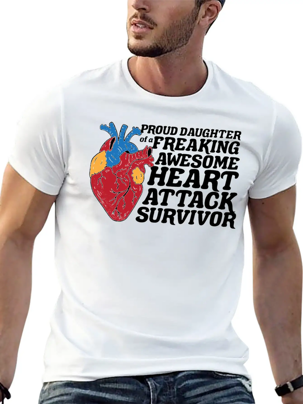 Heart Attack Survivor Breathable Graphic T-Shirt – Perfect For Casual Days
