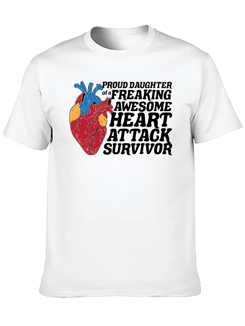 Heart Attack Survivor Breathable Graphic T-Shirt – Perfect For Casual Days