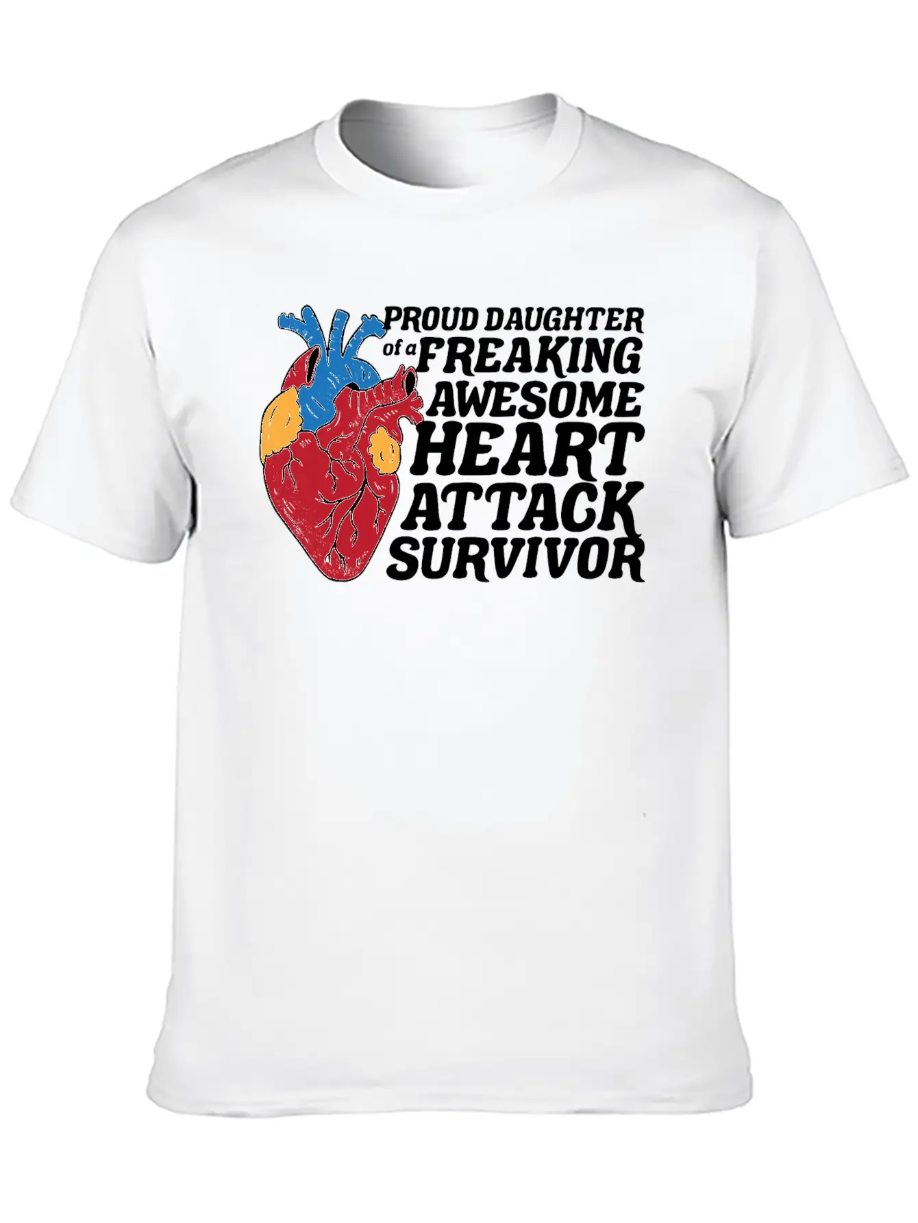 Heart Attack Survivor Breathable Graphic T-Shirt – Perfect For Casual Days