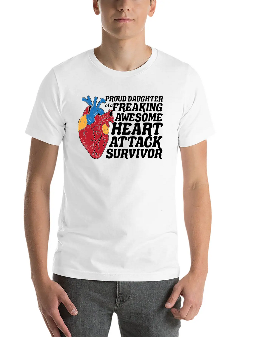 Heart Attack Survivor Breathable Graphic T-Shirt – Perfect For Casual Days