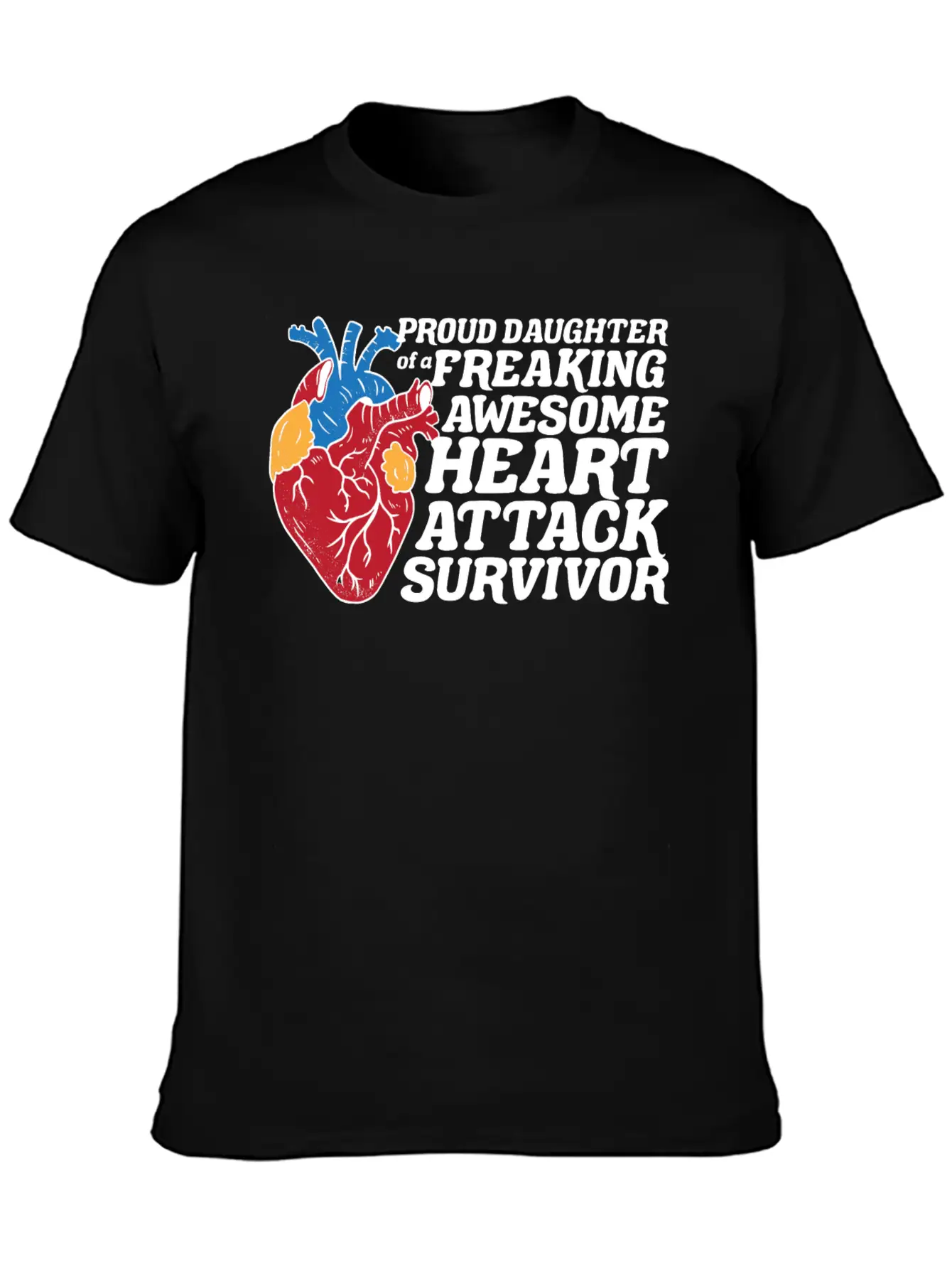 Heart Attack Survivor Breathable Graphic T-Shirt – Perfect For Casual Days