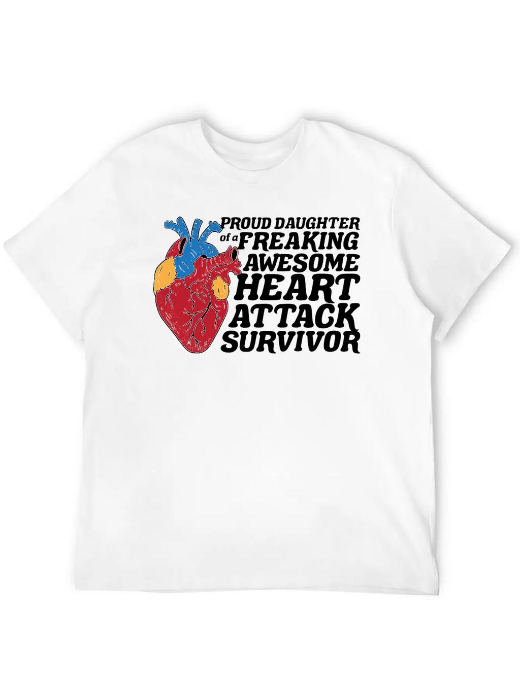 Heart Attack Survivor Breathable Graphic T-Shirt – Perfect For Casual Days