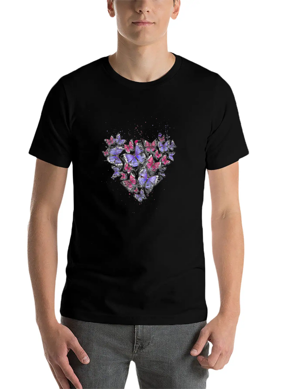 Heart Colorful Butterfly Unisex Casual T-Shirt – Clean Design For Daily Comfort