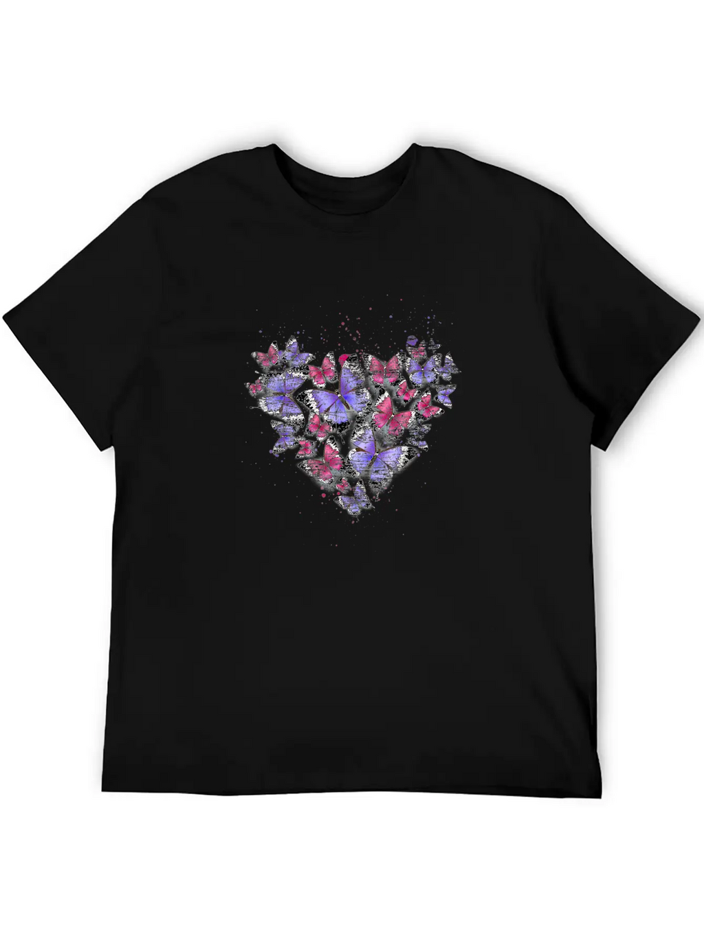 Heart Colorful Butterfly Unisex Casual T-Shirt – Clean Design For Daily Comfort