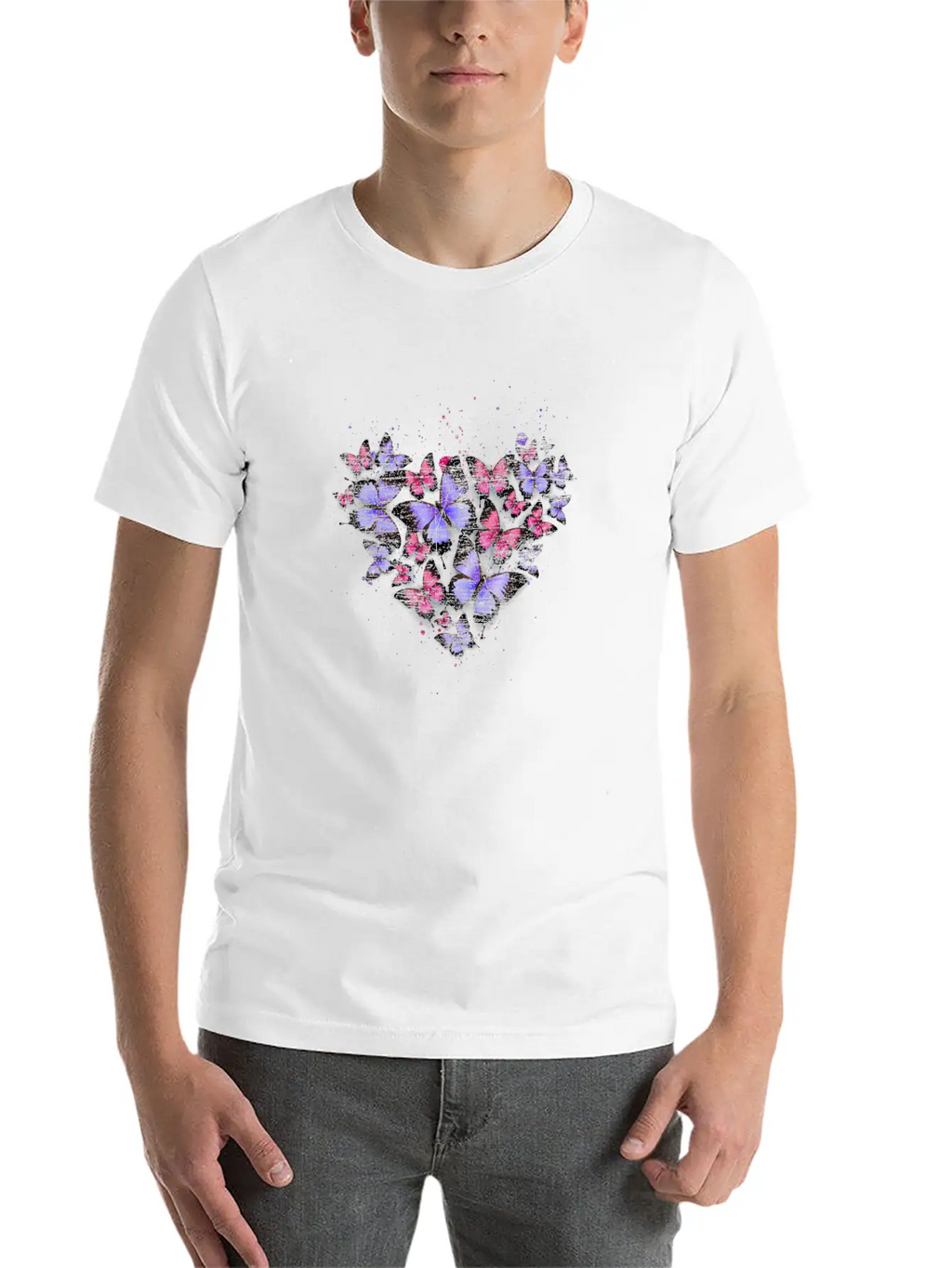 Heart Colorful Butterfly Unisex Casual T-Shirt – Clean Design For Daily Comfort