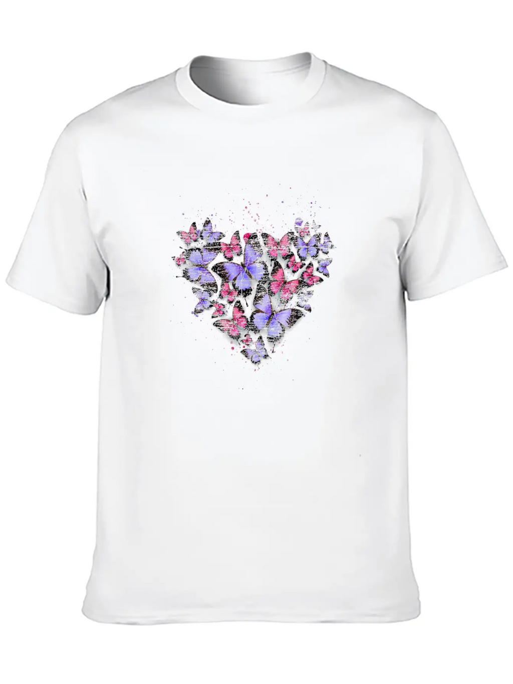 Heart Colorful Butterfly Unisex Casual T-Shirt – Clean Design For Daily Comfort