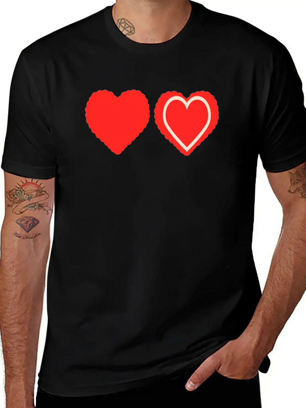 Heart Design Stylish Everyday T-Shirt – Unisex Basic Cotton Tee