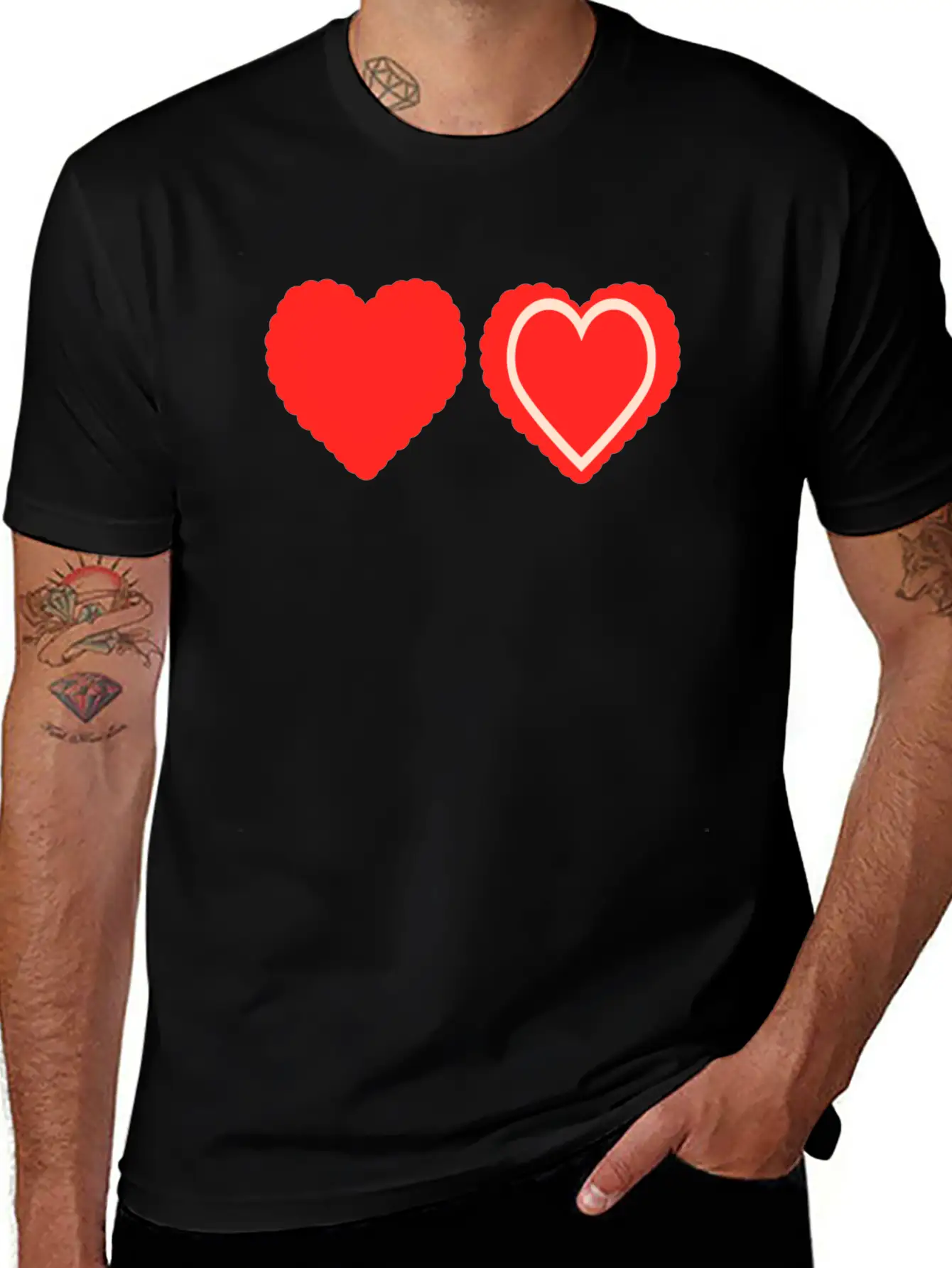 Heart Design Stylish Everyday T-Shirt – Unisex Basic Cotton Tee