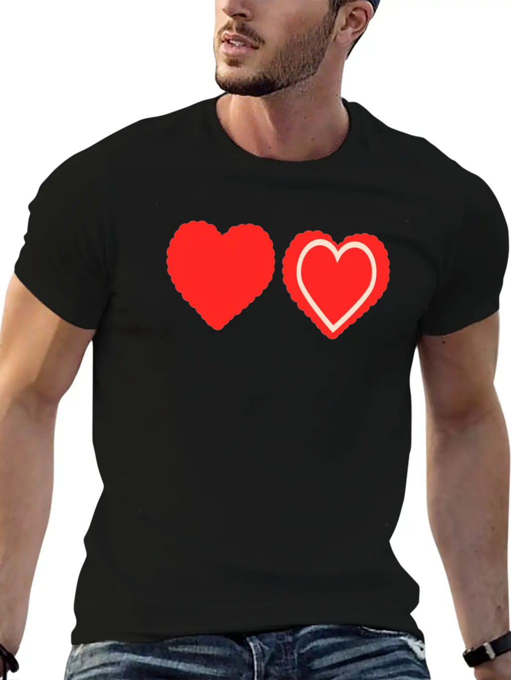 Heart Design Stylish Everyday T-Shirt – Unisex Basic Cotton Tee