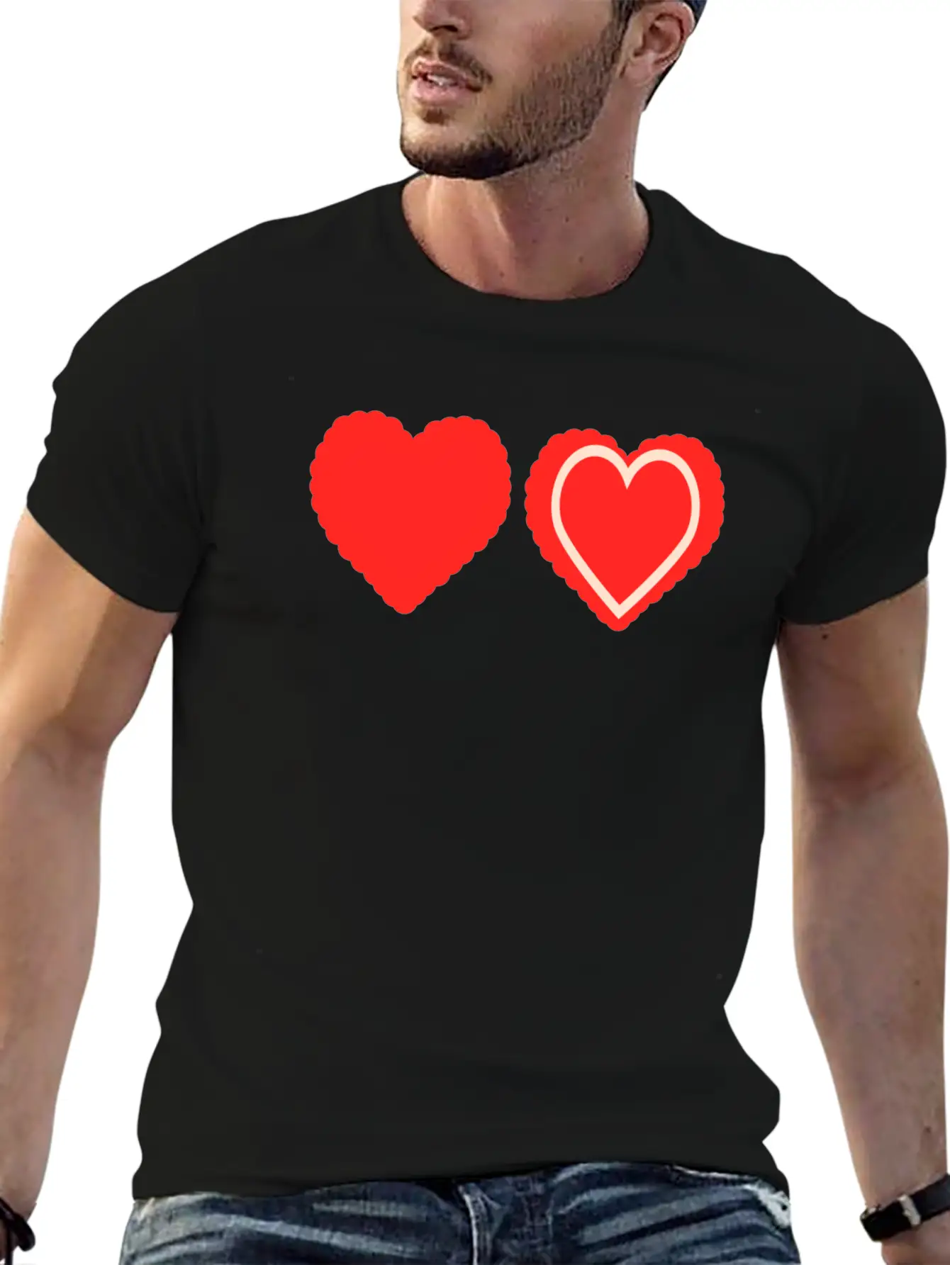 Heart Design Stylish Everyday T-Shirt – Unisex Basic Cotton Tee