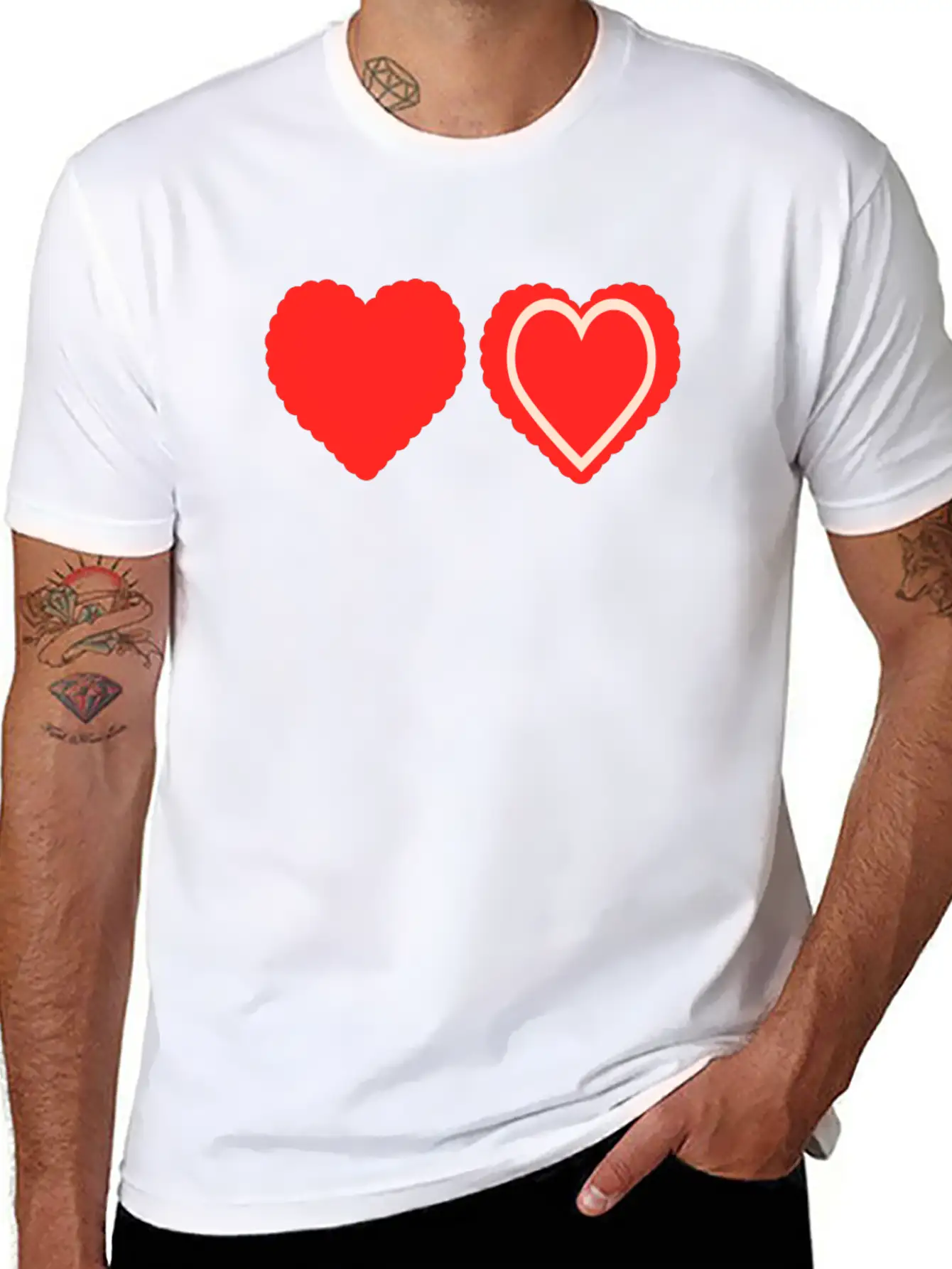 Heart Design Stylish Everyday T-Shirt – Unisex Basic Cotton Tee
