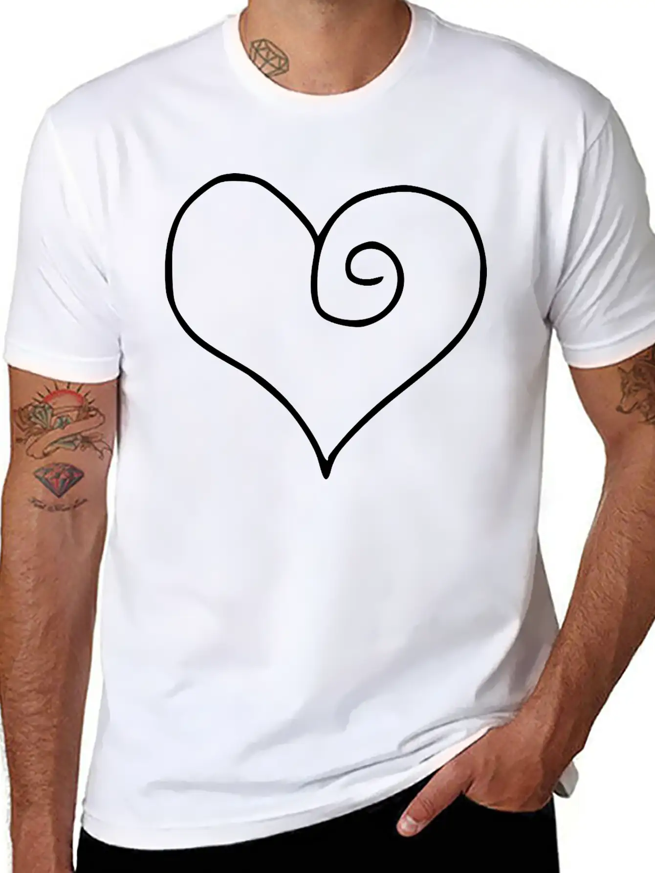 Heart Emojis Sketch Stylish Everyday T-Shirt – Unisex Basic Cotton Tee