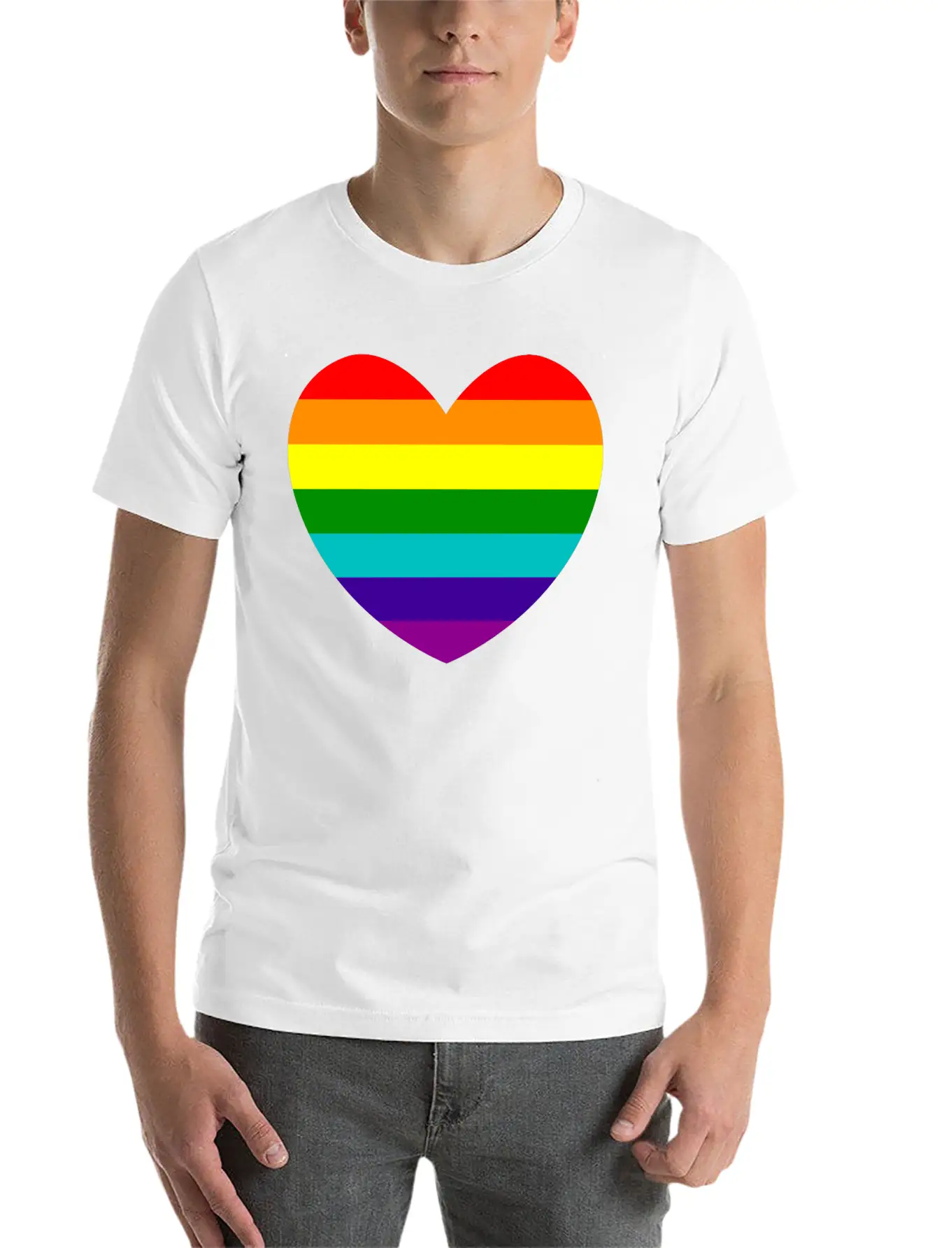 Heart In Rainbow Gay Pride Colors Unisex Casual T-Shirt – Clean Design For Daily Comfort