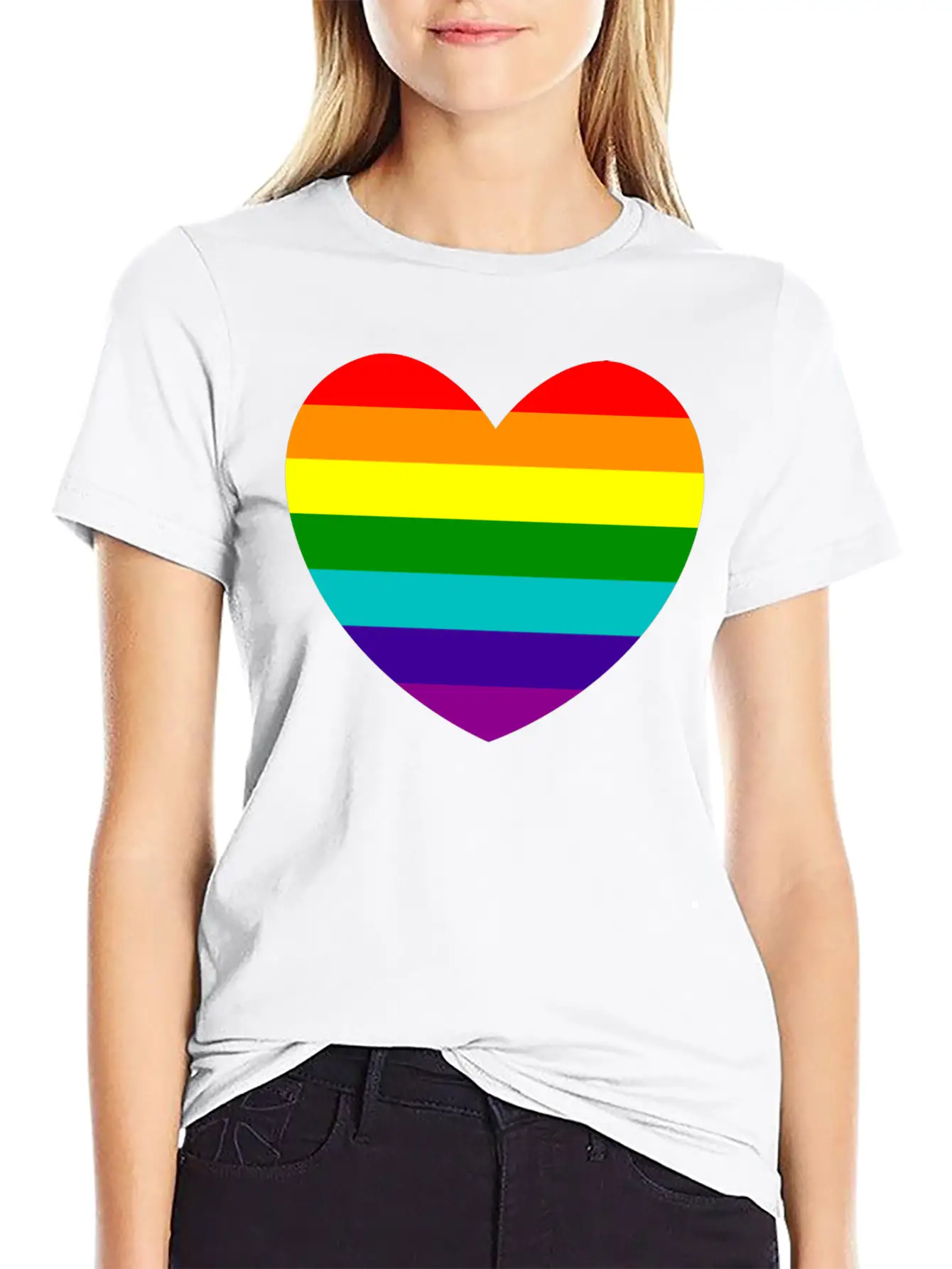 Heart In Rainbow Gay Pride Colors Unisex Casual T-Shirt – Clean Design For Daily Comfort