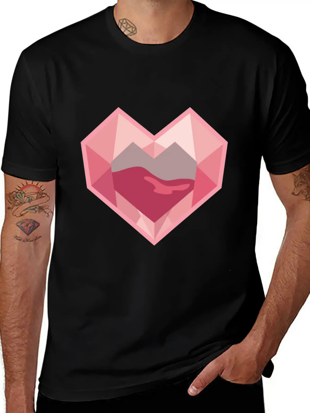Heart Low-Poly-Style Breathable Graphic T-Shirt – Perfect For Casual Days