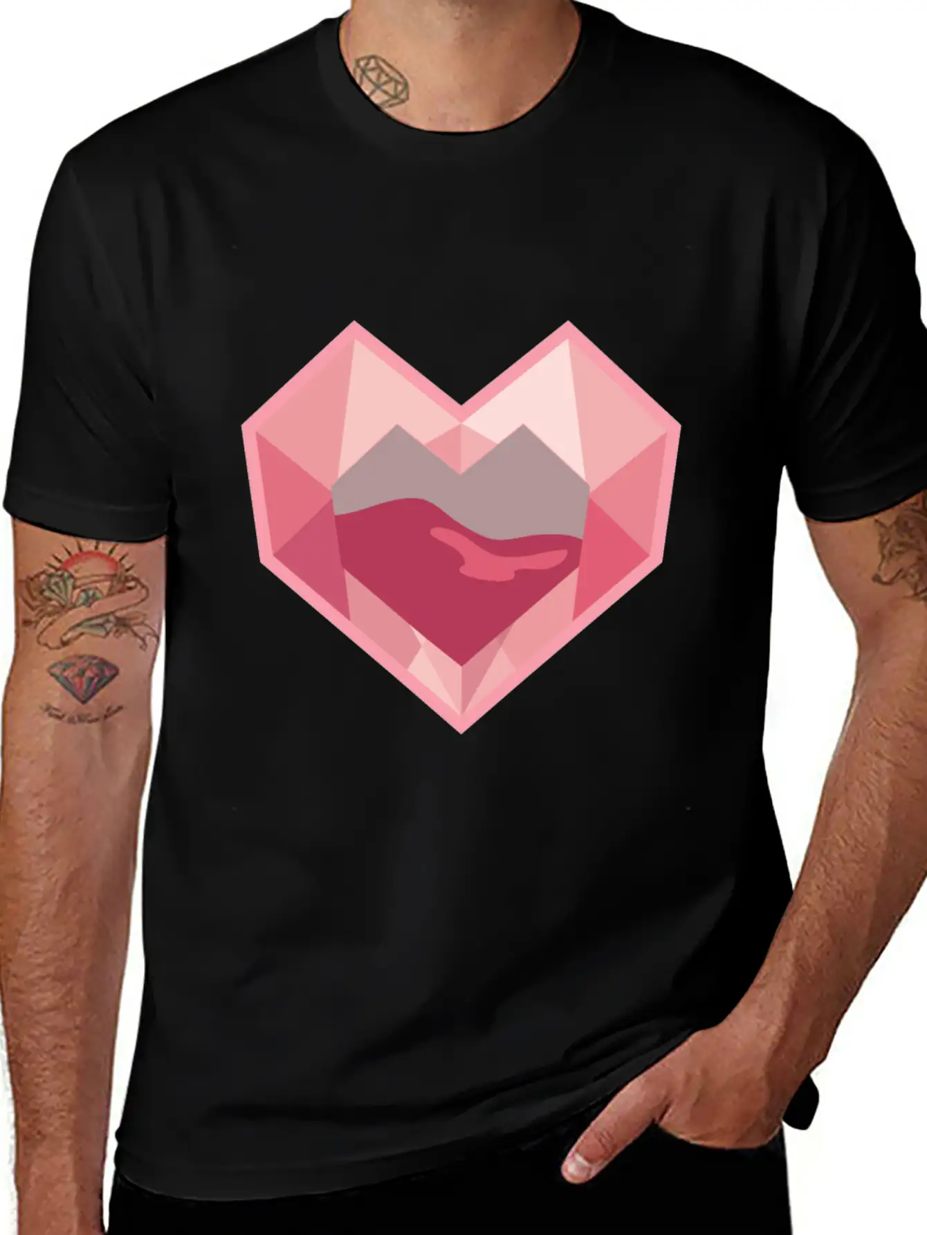 Heart Low-Poly-Style Breathable Graphic T-Shirt – Perfect For Casual Days