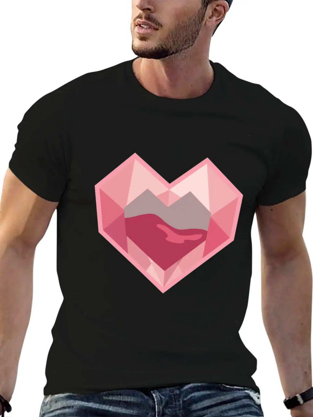 Heart Low-Poly-Style Breathable Graphic T-Shirt – Perfect For Casual Days