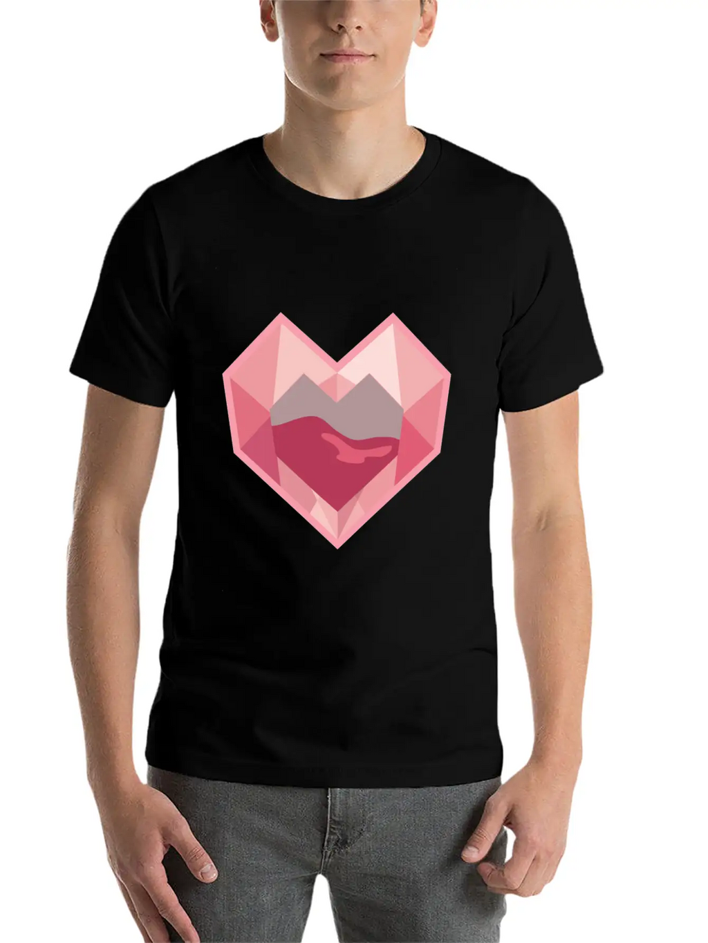 Heart Low-Poly-Style Breathable Graphic T-Shirt – Perfect For Casual Days