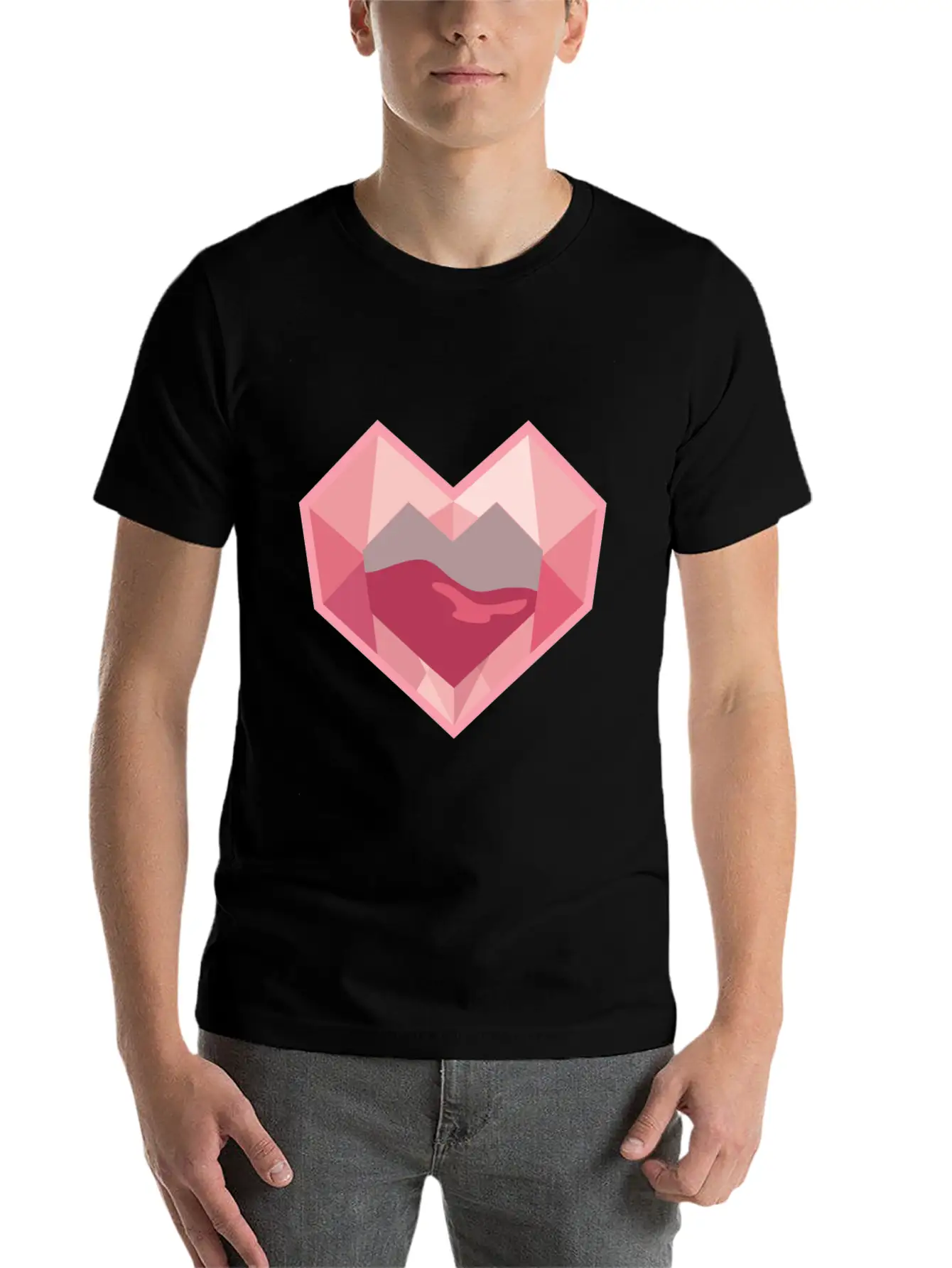 Heart Low-Poly-Style Breathable Graphic T-Shirt – Perfect For Casual Days