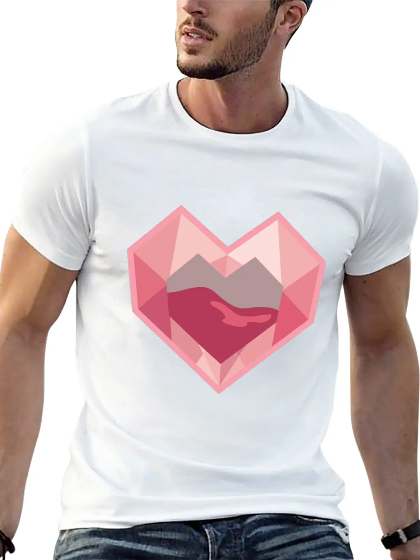 Heart Low-Poly-Style Breathable Graphic T-Shirt – Perfect For Casual Days