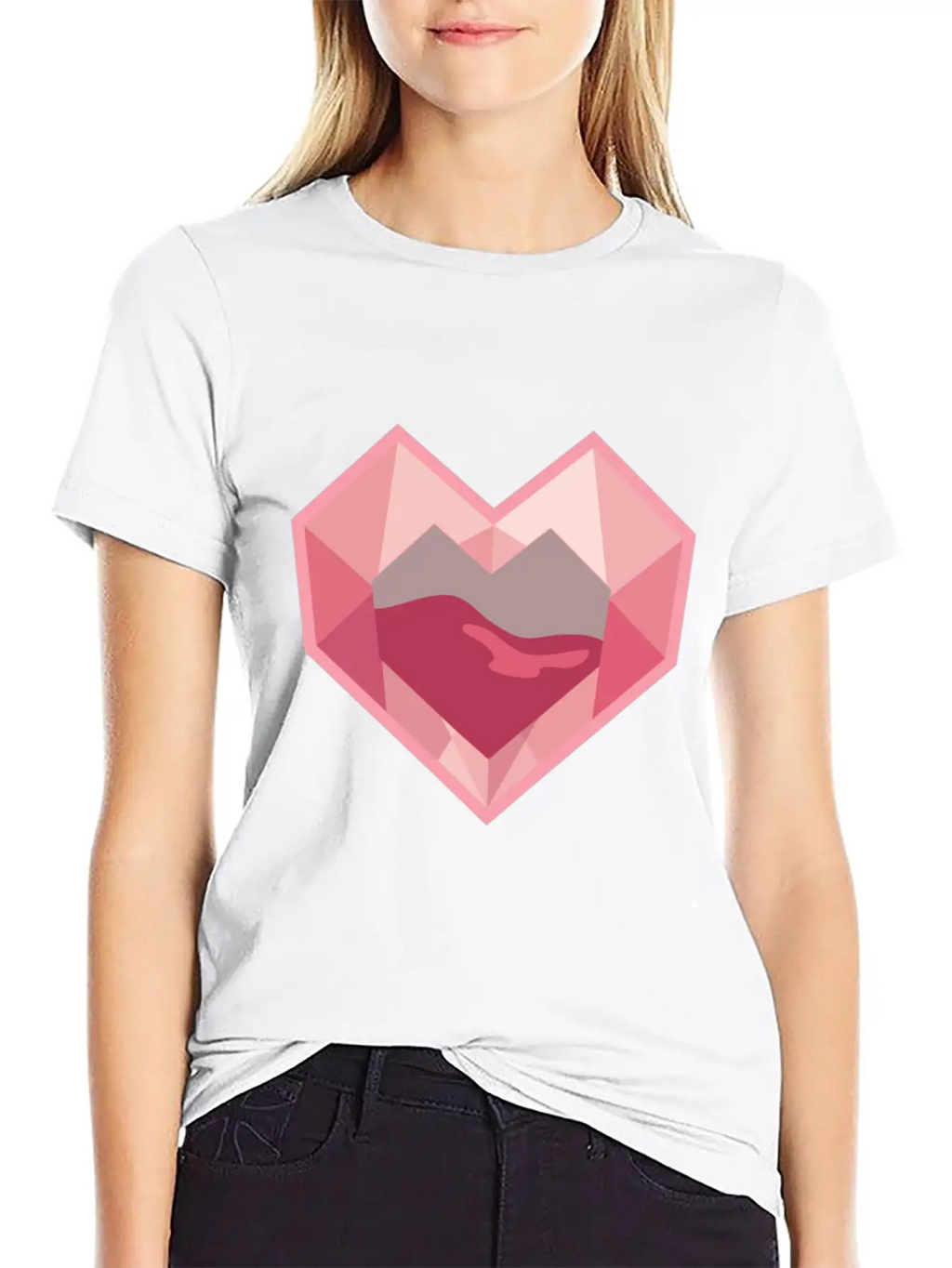 Heart Low-Poly-Style Breathable Graphic T-Shirt – Perfect For Casual Days