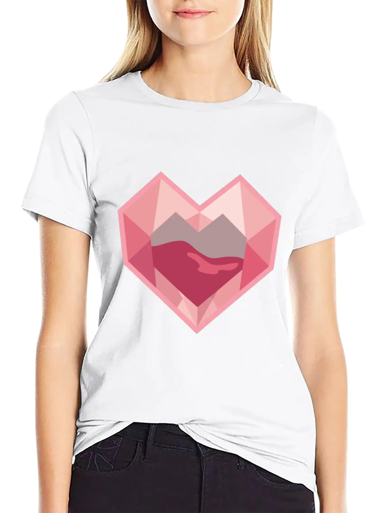 Heart Low-Poly-Style Breathable Graphic T-Shirt – Perfect For Casual Days