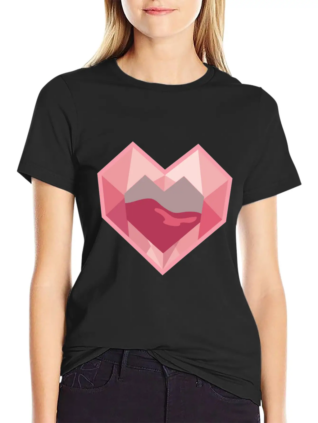 Heart Low-Poly-Style Breathable Graphic T-Shirt – Perfect For Casual Days