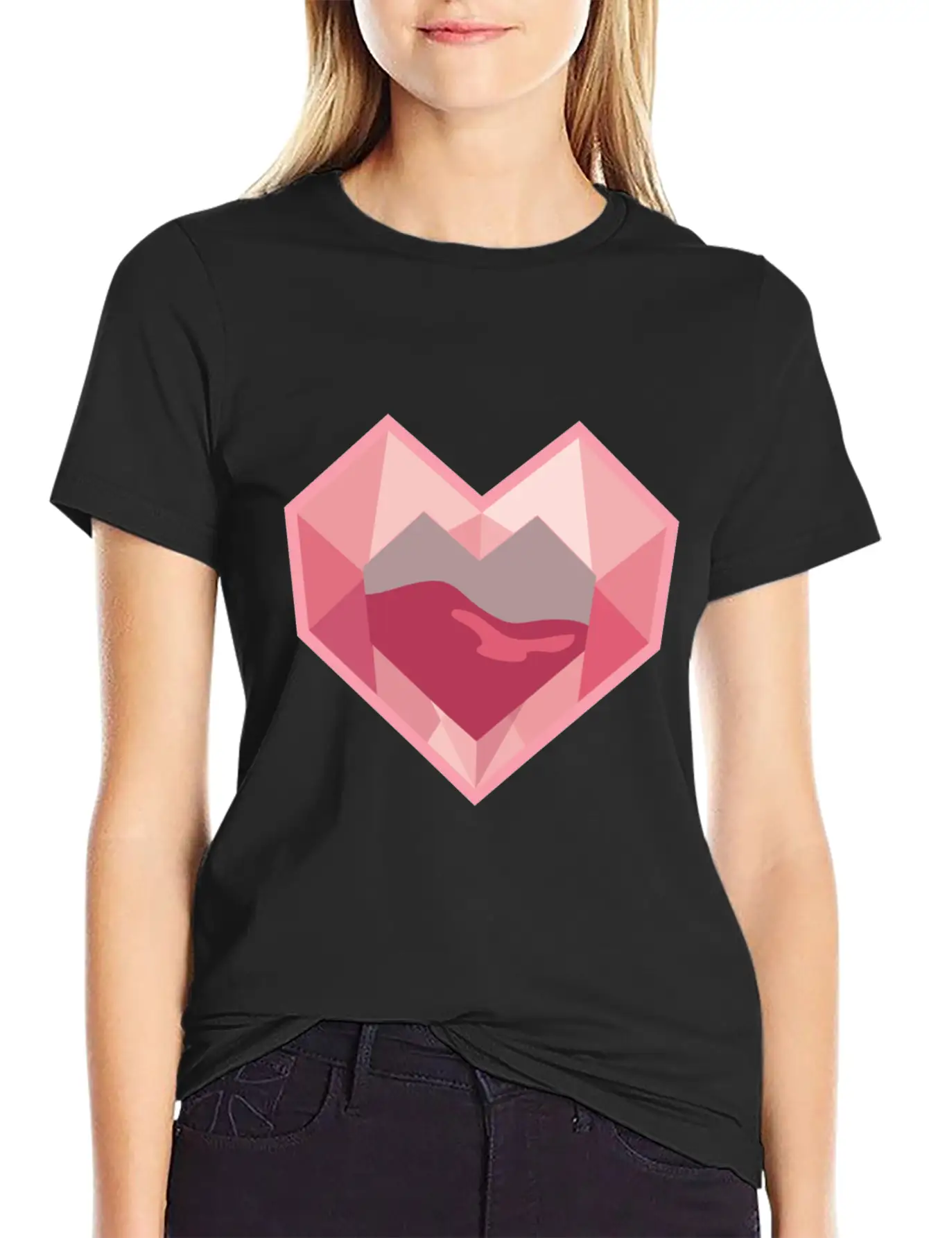 Heart Low-Poly-Style Breathable Graphic T-Shirt – Perfect For Casual Days