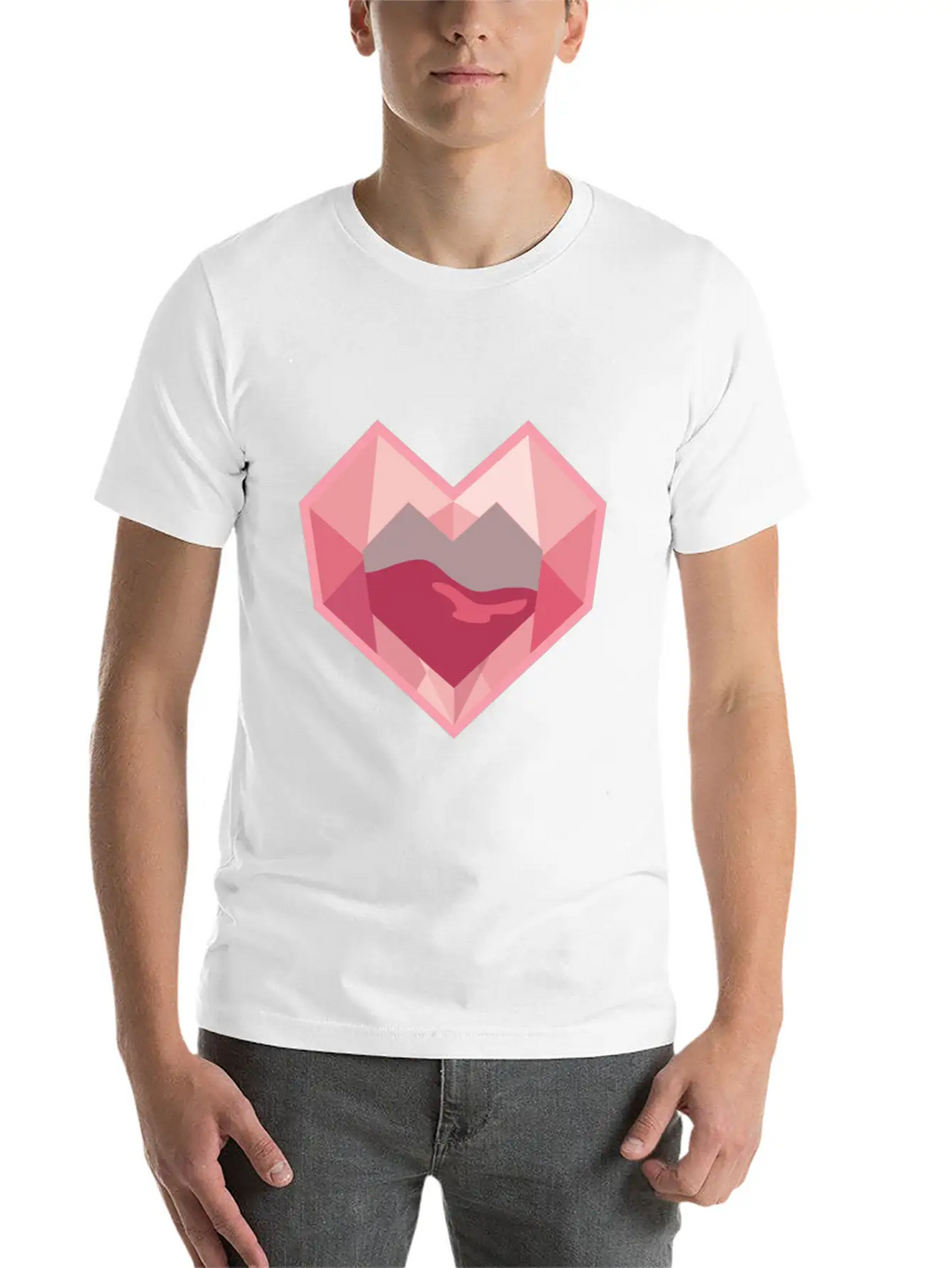 Heart Low-Poly-Style Breathable Graphic T-Shirt – Perfect For Casual Days
