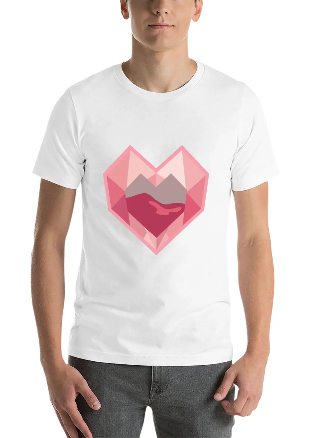 Heart Low-Poly-Style Breathable Graphic T-Shirt – Perfect For Casual Days