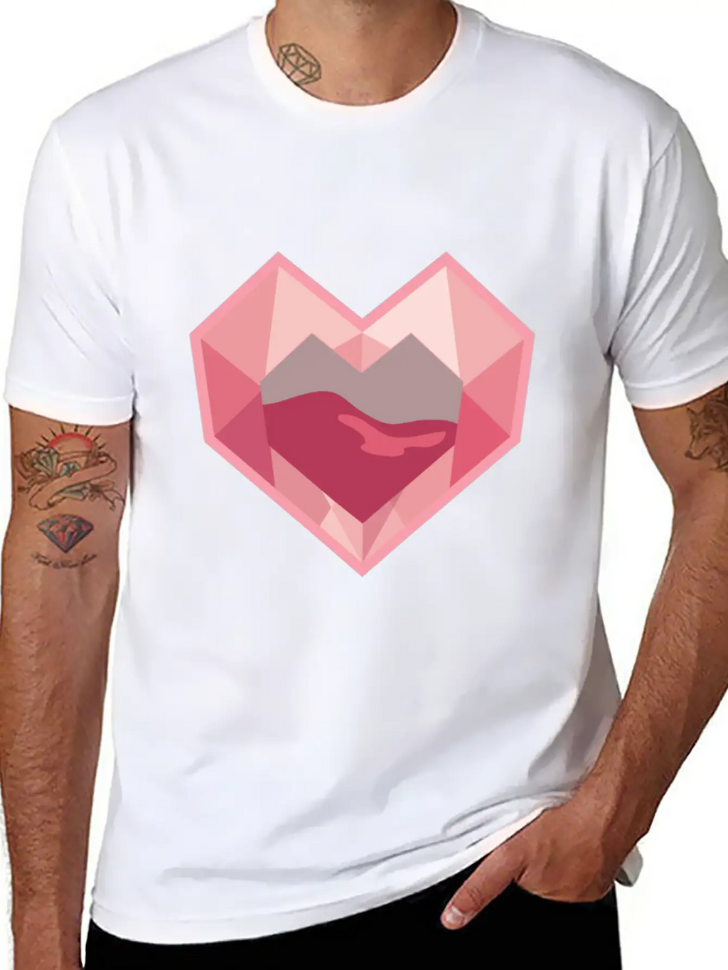 Heart Low-Poly-Style Breathable Graphic T-Shirt – Perfect For Casual Days