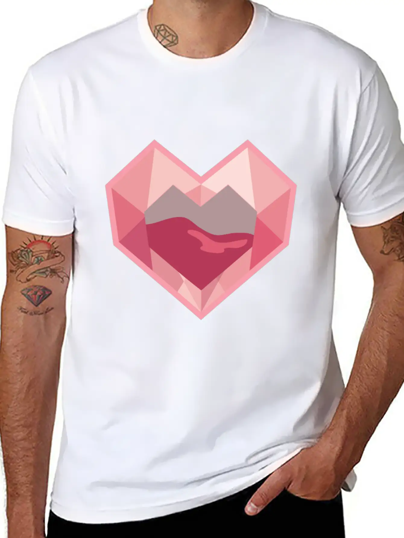Heart Low-Poly-Style Breathable Graphic T-Shirt – Perfect For Casual Days