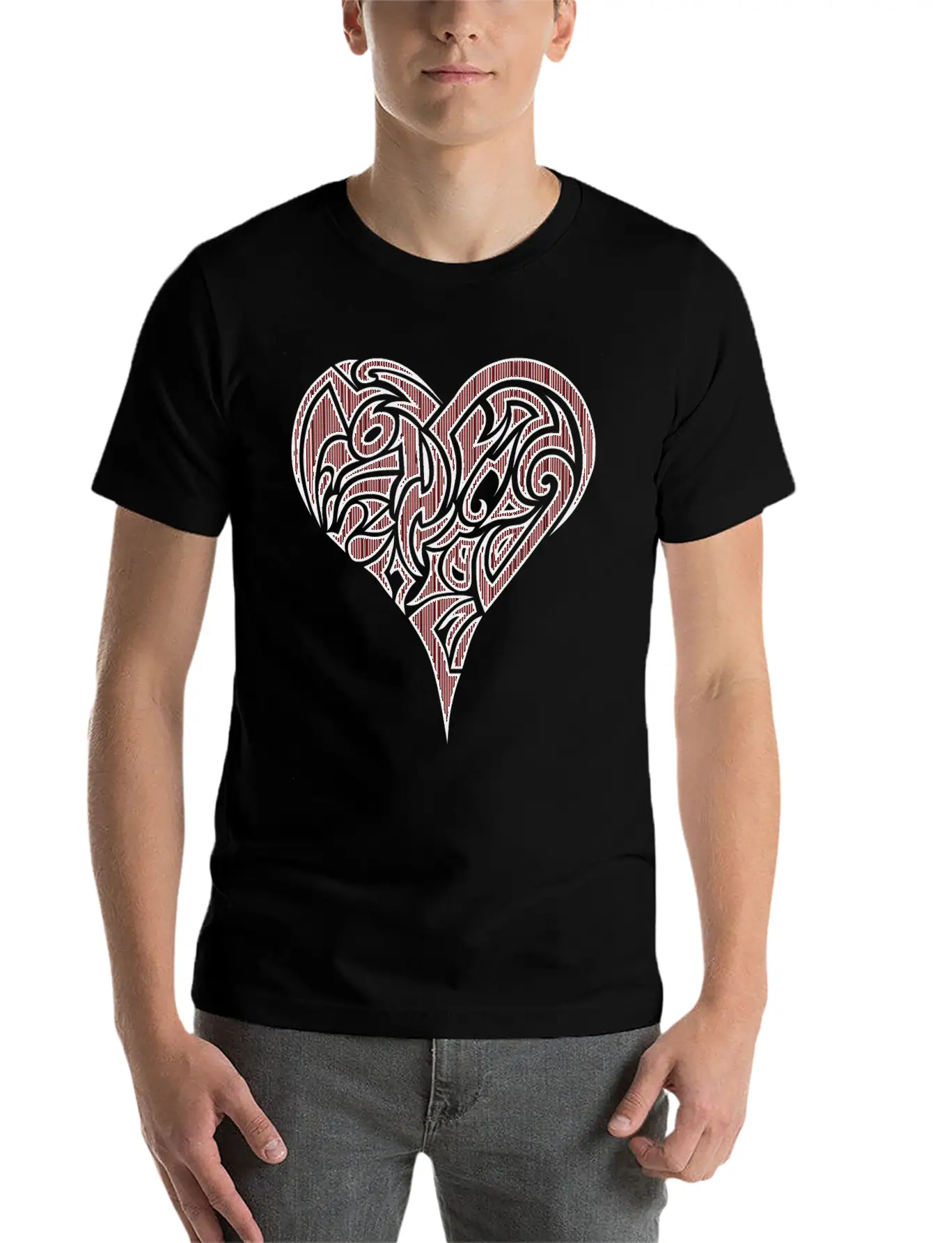 Heart Tribal Essential Cotton Tee For Daily Outfits – Unisex Style