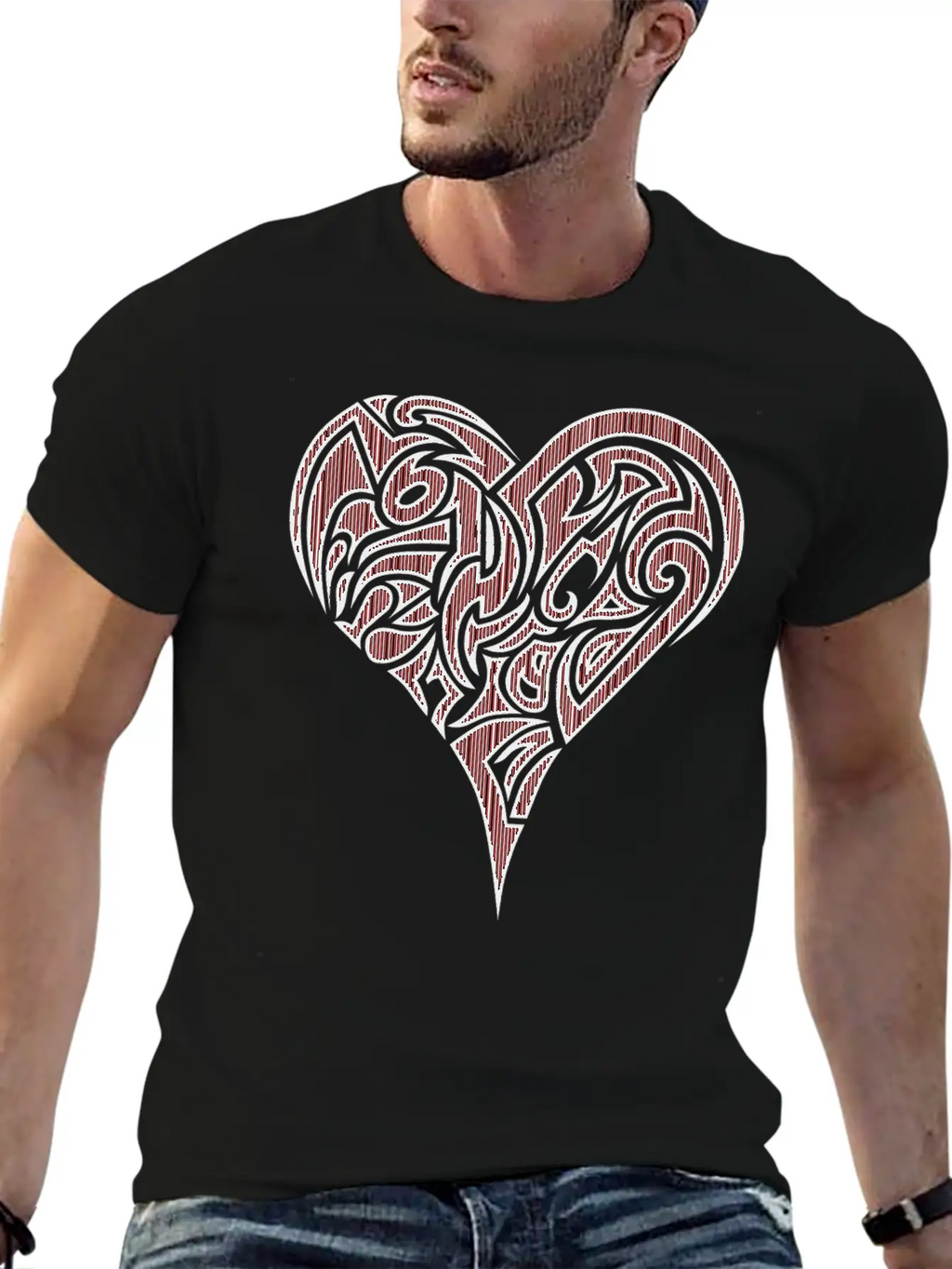 Heart Tribal Essential Cotton Tee For Daily Outfits – Unisex Style