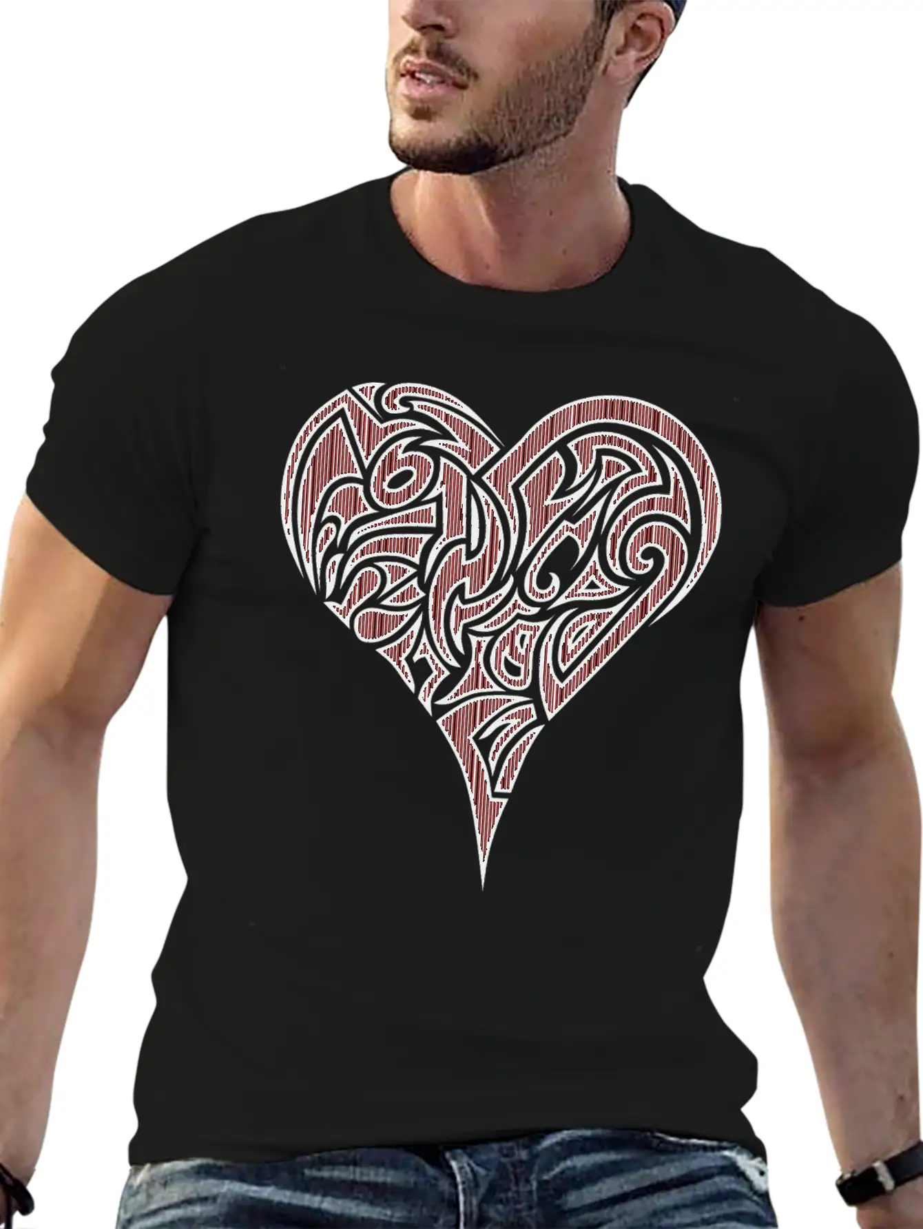 Heart Tribal Essential Cotton Tee For Daily Outfits – Unisex Style