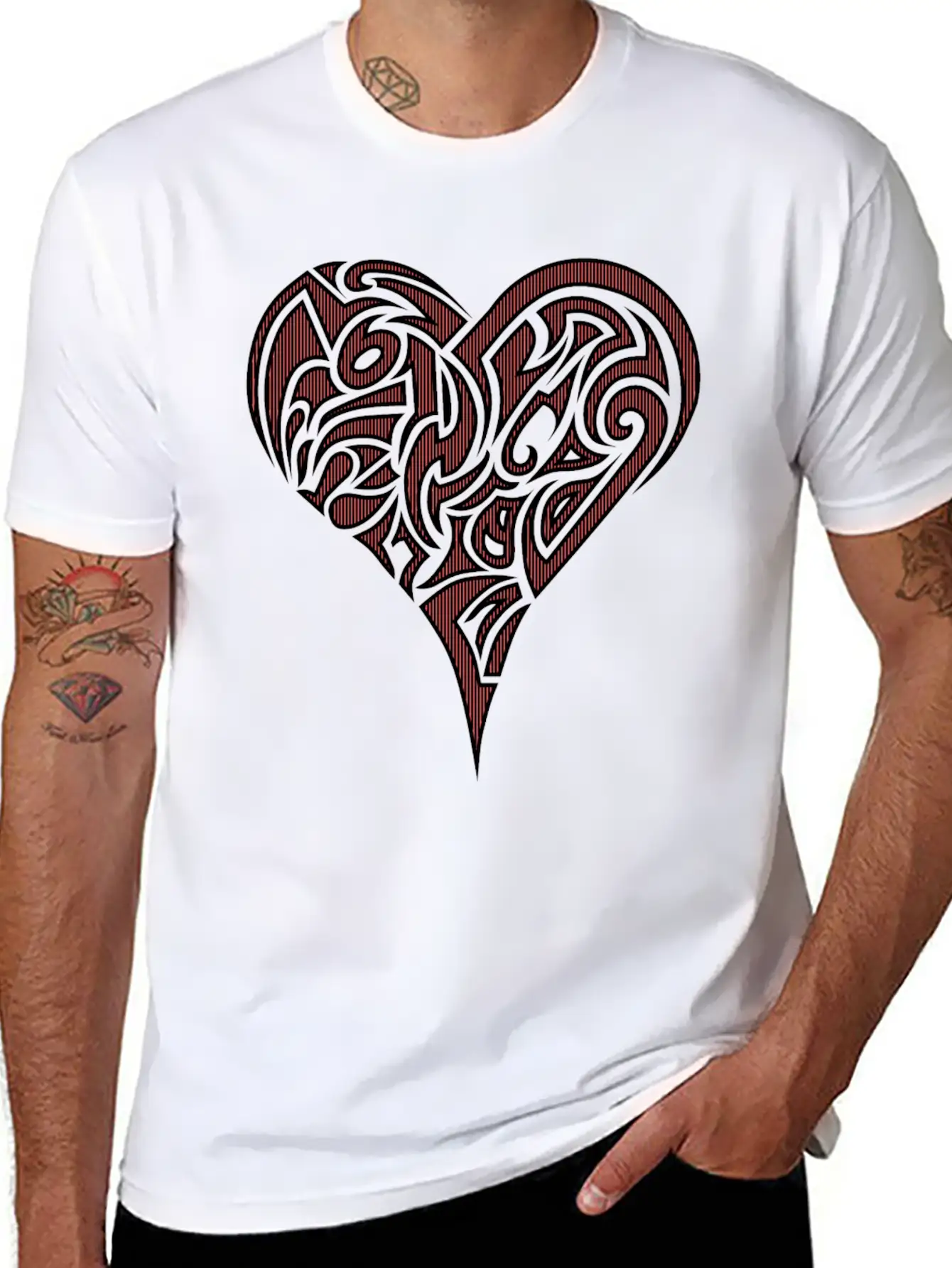 Heart Tribal Essential Cotton Tee For Daily Outfits – Unisex Style