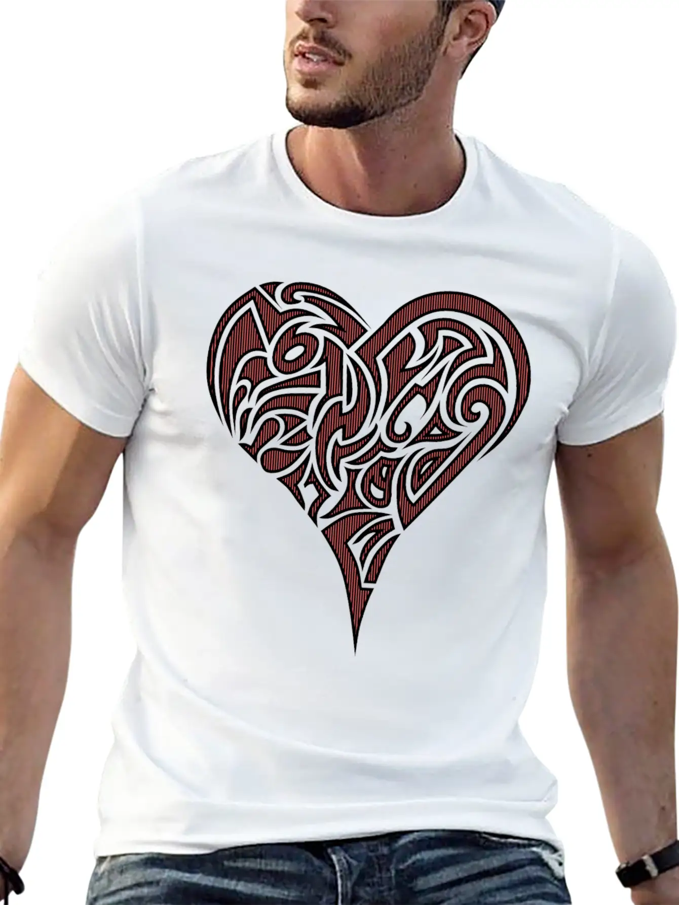 Heart Tribal Essential Cotton Tee For Daily Outfits – Unisex Style