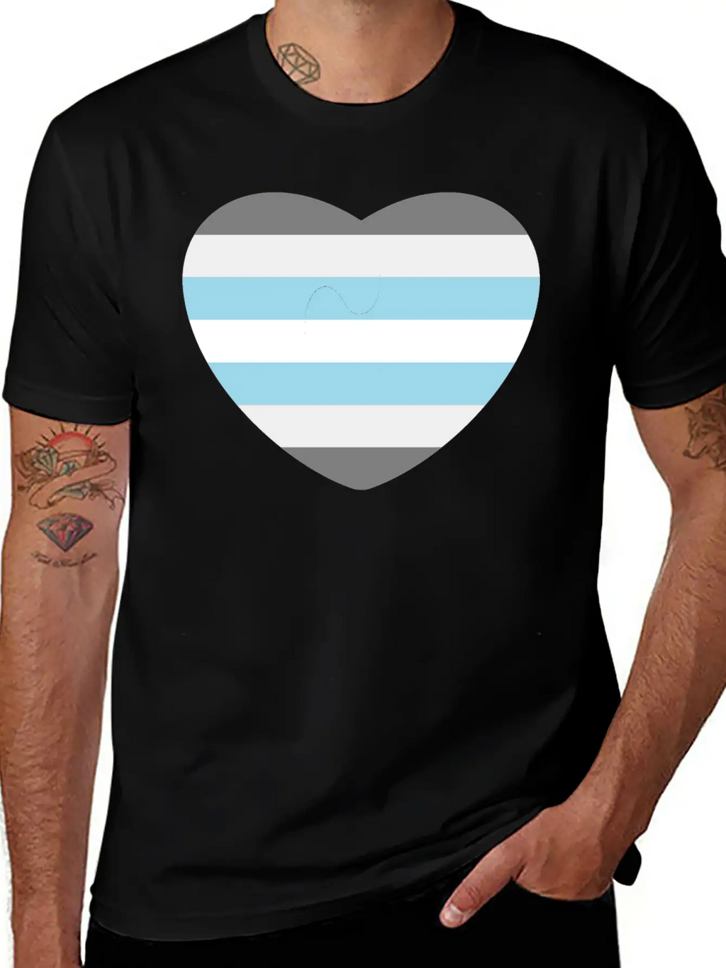 Heart With Demiboy Flag Essential Cotton Tee For Daily Outfits – Unisex Style