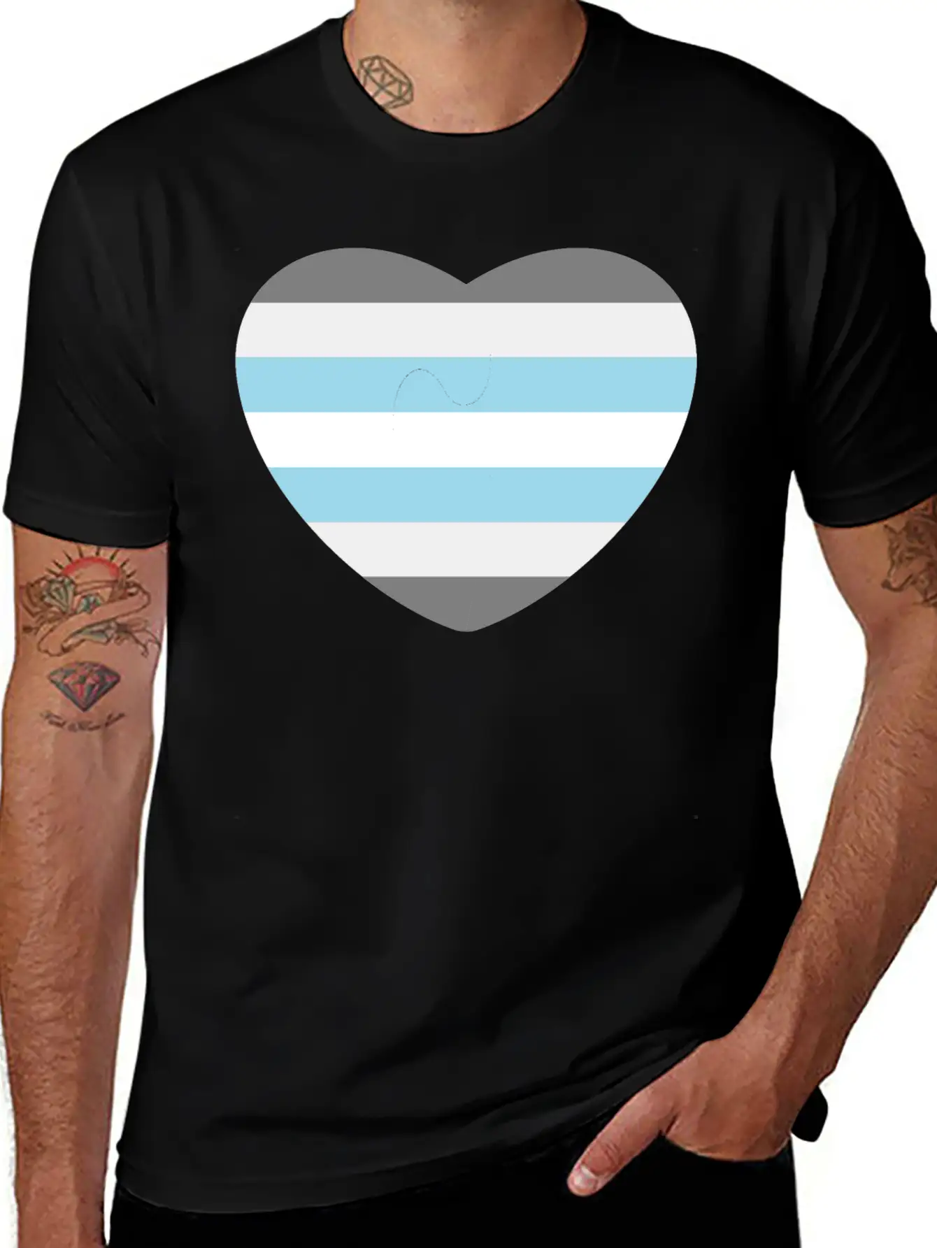 Heart With Demiboy Flag Essential Cotton Tee For Daily Outfits – Unisex Style