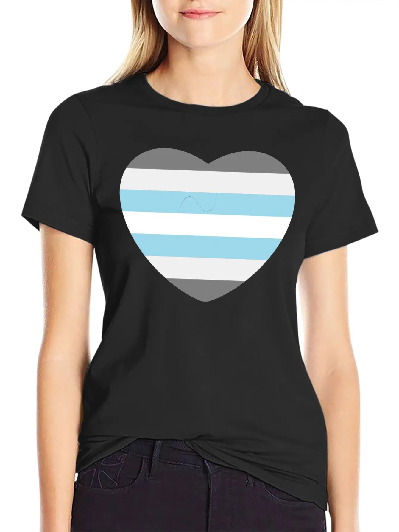 Heart With Demiboy Flag Essential Cotton Tee For Daily Outfits – Unisex Style